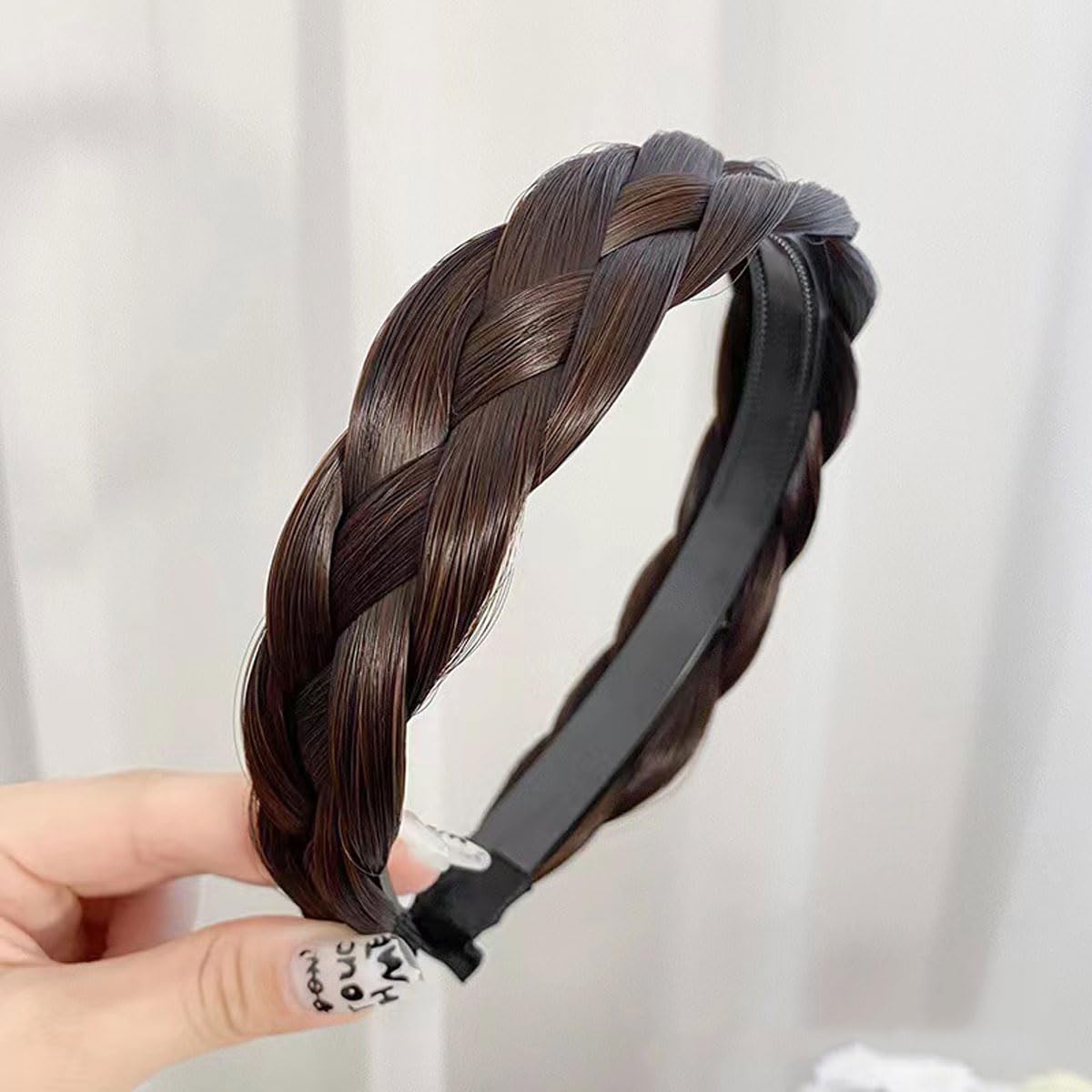 SLTXLNXH Wide Messy Braided Headband With Teeth Synthetic Hair Plaited Headband High Elasticity Braids Fishtail Braided Hair Ban