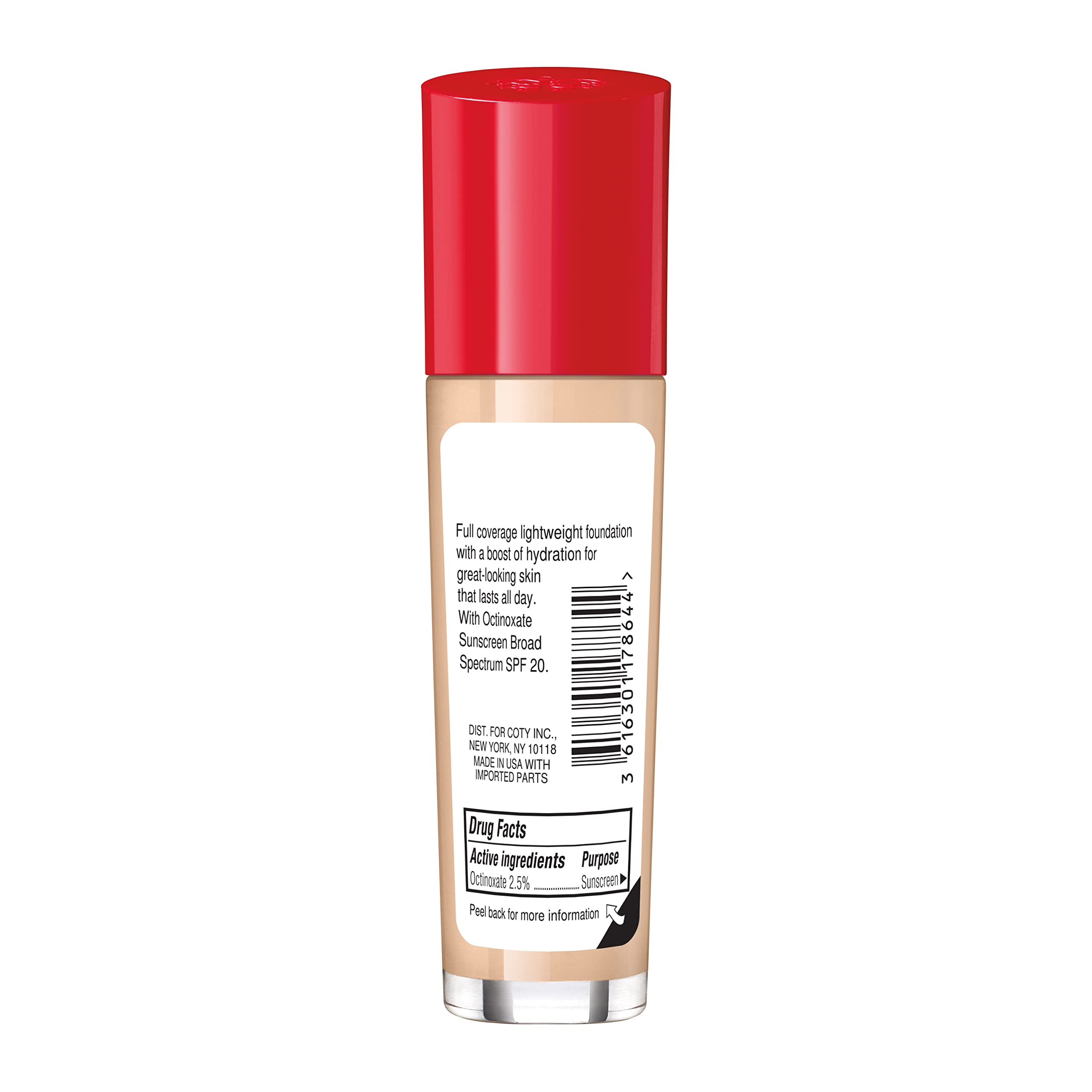 Rimmel London Lasting Finish 25Hr - 50 Fair Porcelain - Foundation, 25-Hour Wear, Full Coverage, Waterproof, 1Oz