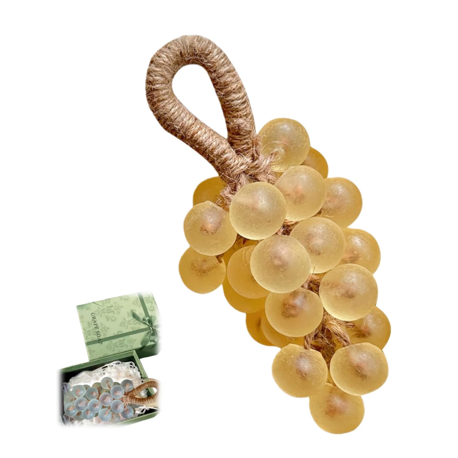 VONMAOGU Grape Soap on a Rope, Handmade Grape Bunch Shaped Soap Bar, Natural Manual Soaps Decorative Hanging for Bathroom, Uniqu