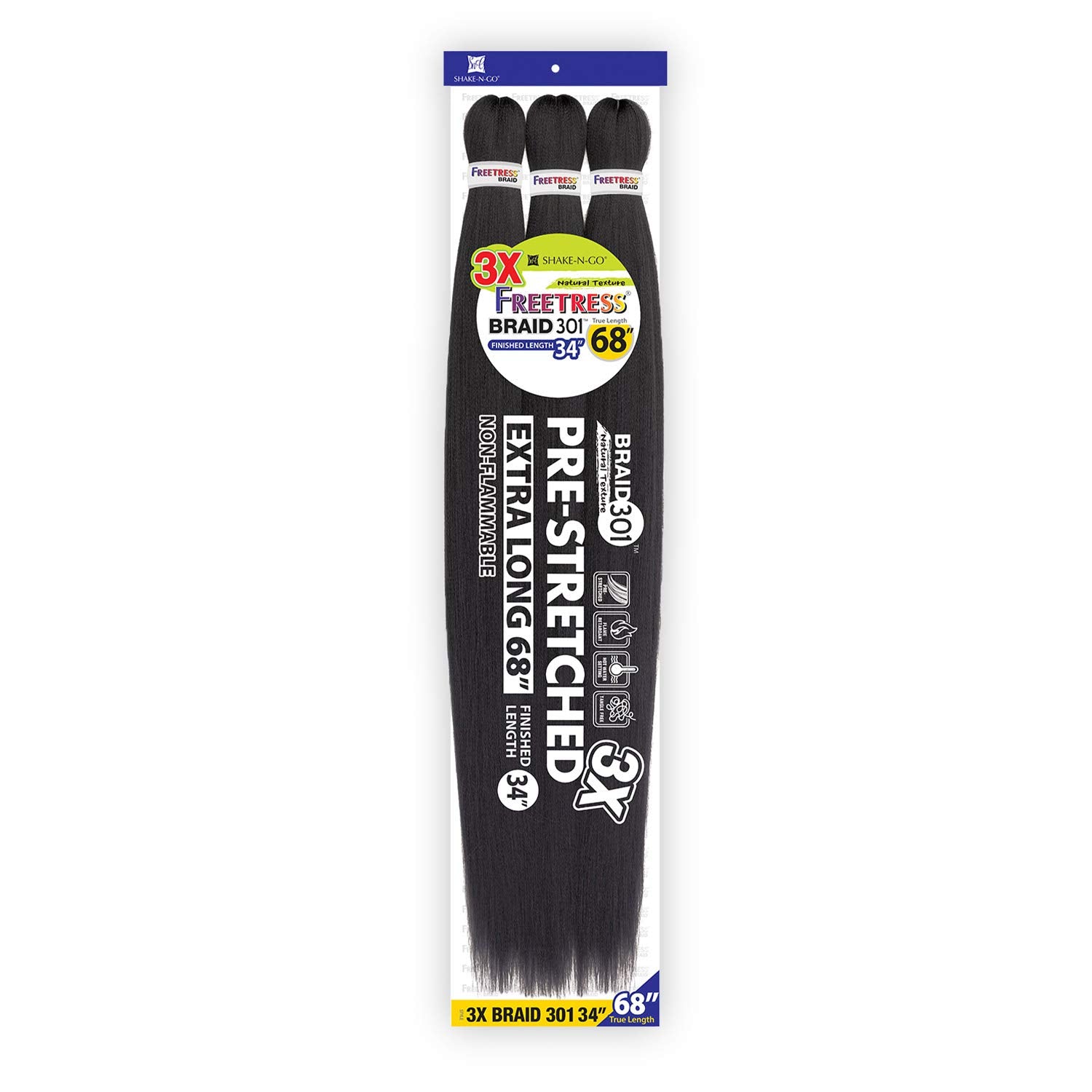 Freetress Braids Natural Texture Braids 3X Pre-Stretched Braid 301 34 inches (3-pack, 1)