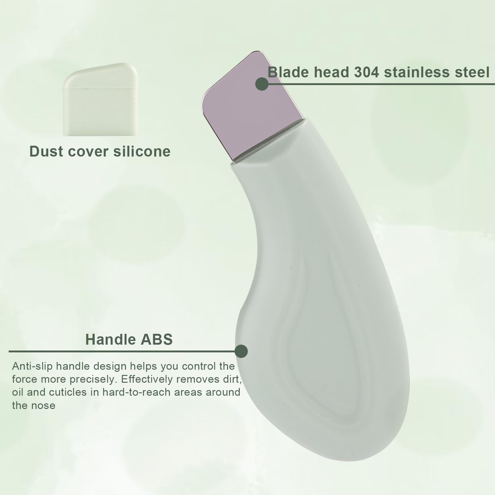 Tinoaly Silicone Nose & Face Blackhead Remover, Deep Clean Skin Pore Spatula, Green, Silicone & ABS, 9.6x3.8x1.21cm/3.78x1.5x0.4