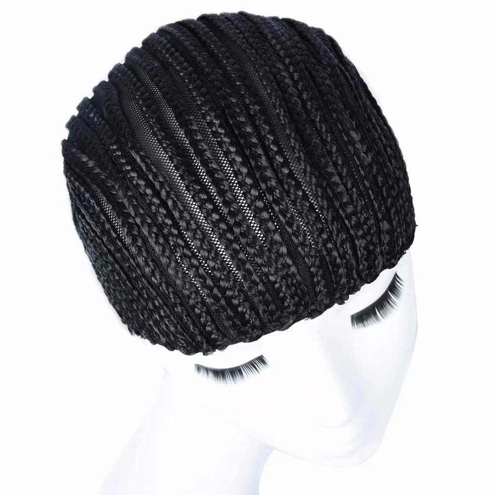 FEEL ME Braided Wig Cap - Black 1Pc Crochet Cap, Synthetic Fiber, Medium Size for Easy Sew-In and Weaving