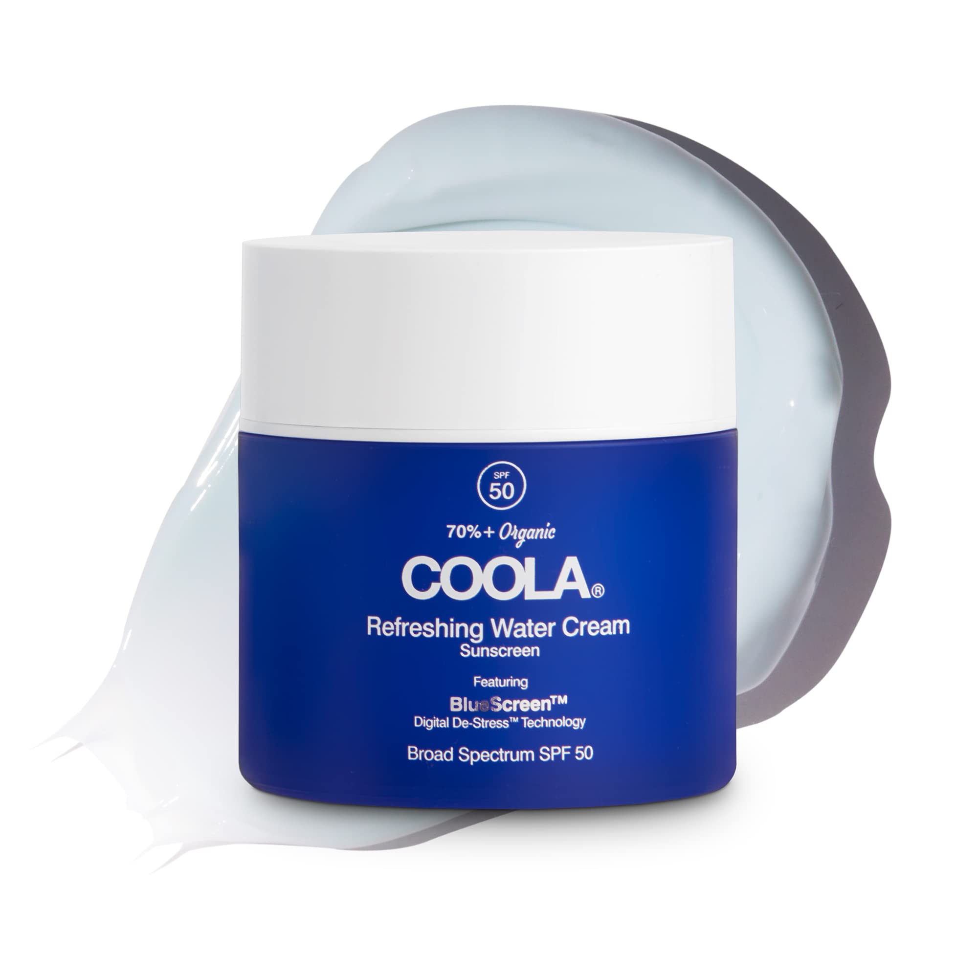 Coola Organic Refreshing Water Cream Face Moisturizer With Spf 50, Dermatologist Tested Face Sunscreen With Plant-Derived Bluesc