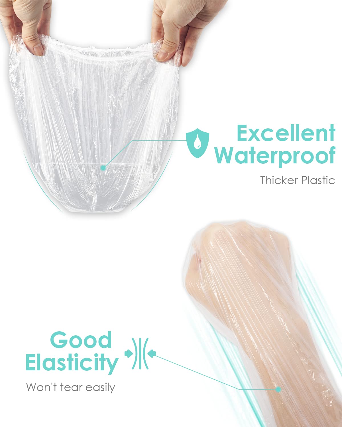 Auban 100Pcs Disposable Shower Caps, Plastic Clear Hair Cap Large Thick Waterproof Bath Caps For Women, Hotel Travel Essentials