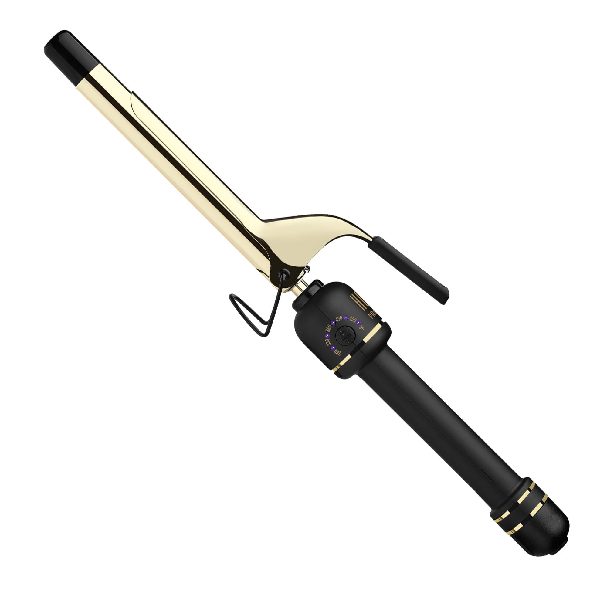 HOT TOOLS New and Improved 24K Gold Professional 1 Extended Barrel Curling Iron with Clamp for Bouncy Curls | 24K Gold Technolo