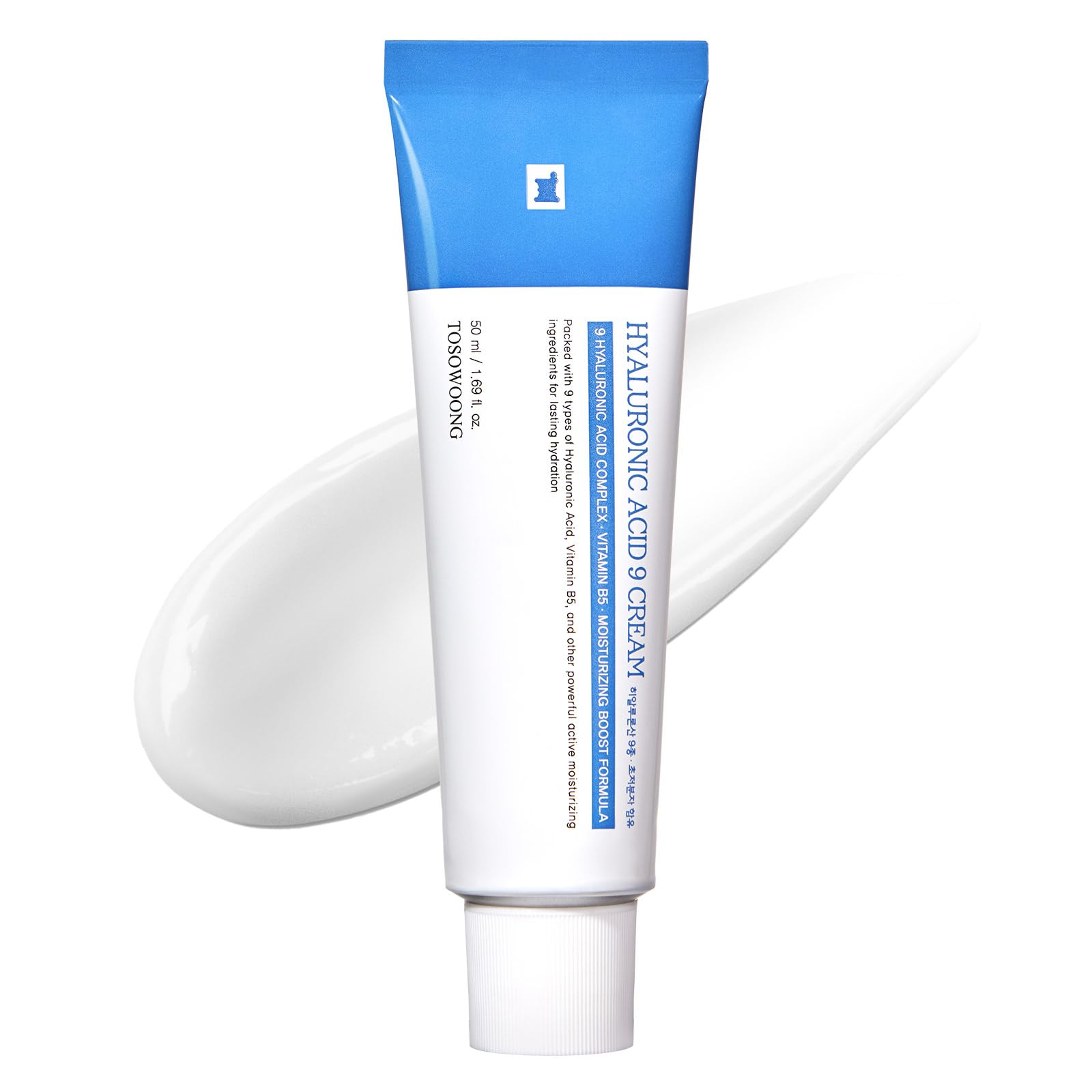 TOSOWOONG Hyaluronic Acid 9 Cream, Vitamin B5, Collagen, Niacinamide, Centella Asiatica Extract, Long-lasting Hydration, Daily M