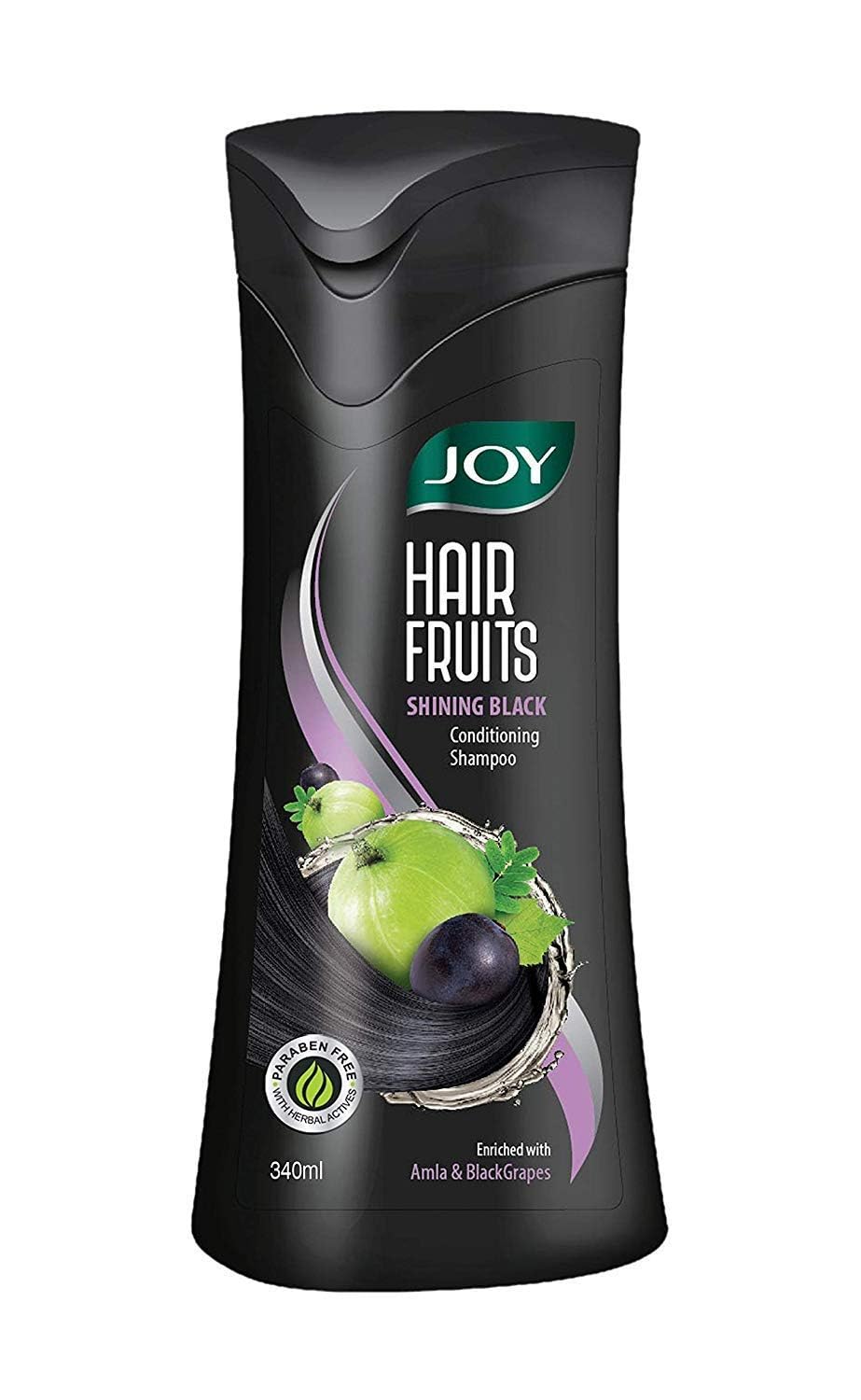 Joy Hair Fruits Shining Black Conditioning Shampoo Enriched With Amla & Black Grapes, 340 Ml