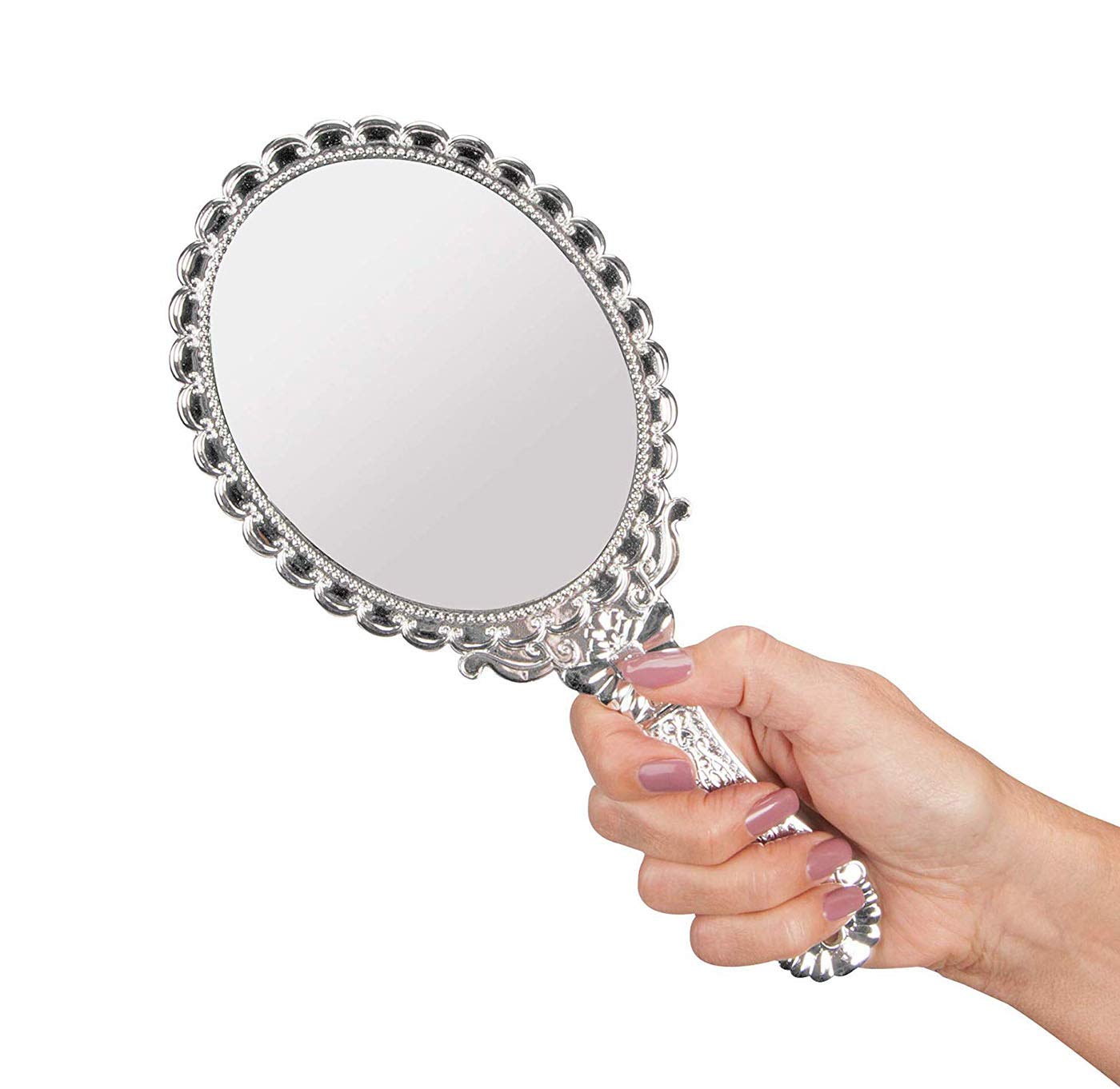 Jiuniu Handheld Mirror With Handle Vintage Compact For Personal Makeup Vanity Hand Held Mirror Tone Victorian Vanity Mirror 9.8X