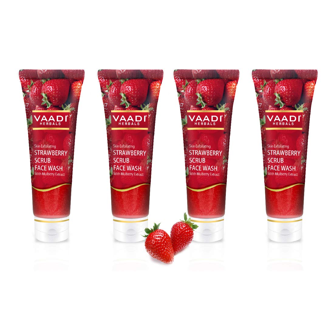 Vaadi Herbals Value Pack Of 4 Strawberry Scrub Face Wash With Mulberry Extract (60Mlx4)