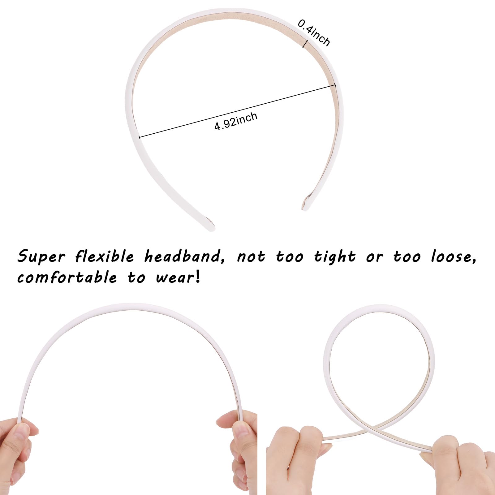 Wecoe White Satin Headbands, 10pcs Non Slip Fashion Hair Bands for Women & Girls' Hair - Holiday & DIY Costume Accessories