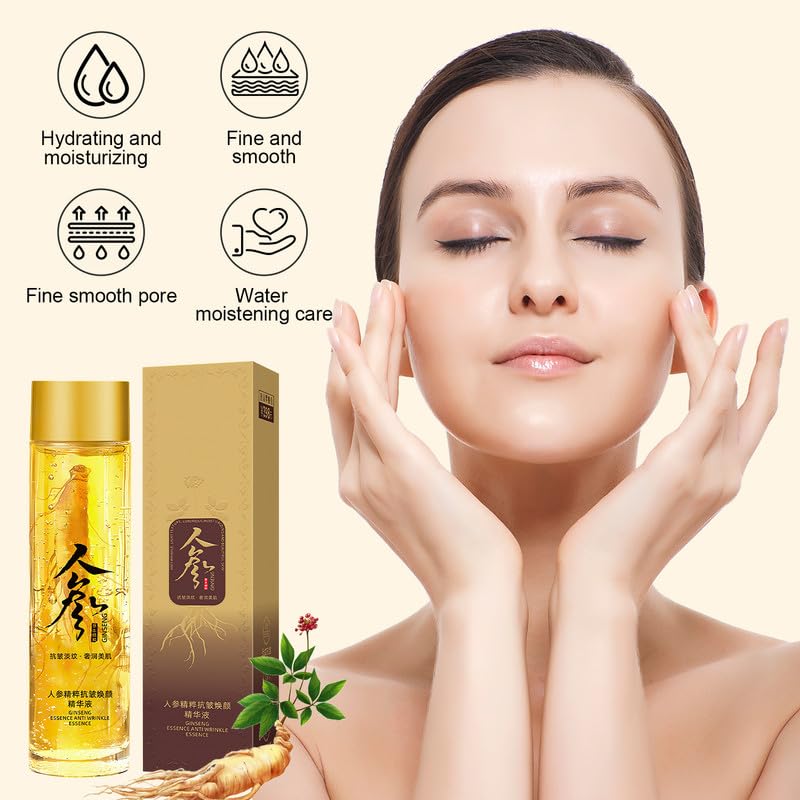 KOQ Ginseng Extract Liquid Serum - Anti-Wrinkle Hydrating Essence, 2 Fl Oz (Pack of 2), Yellow