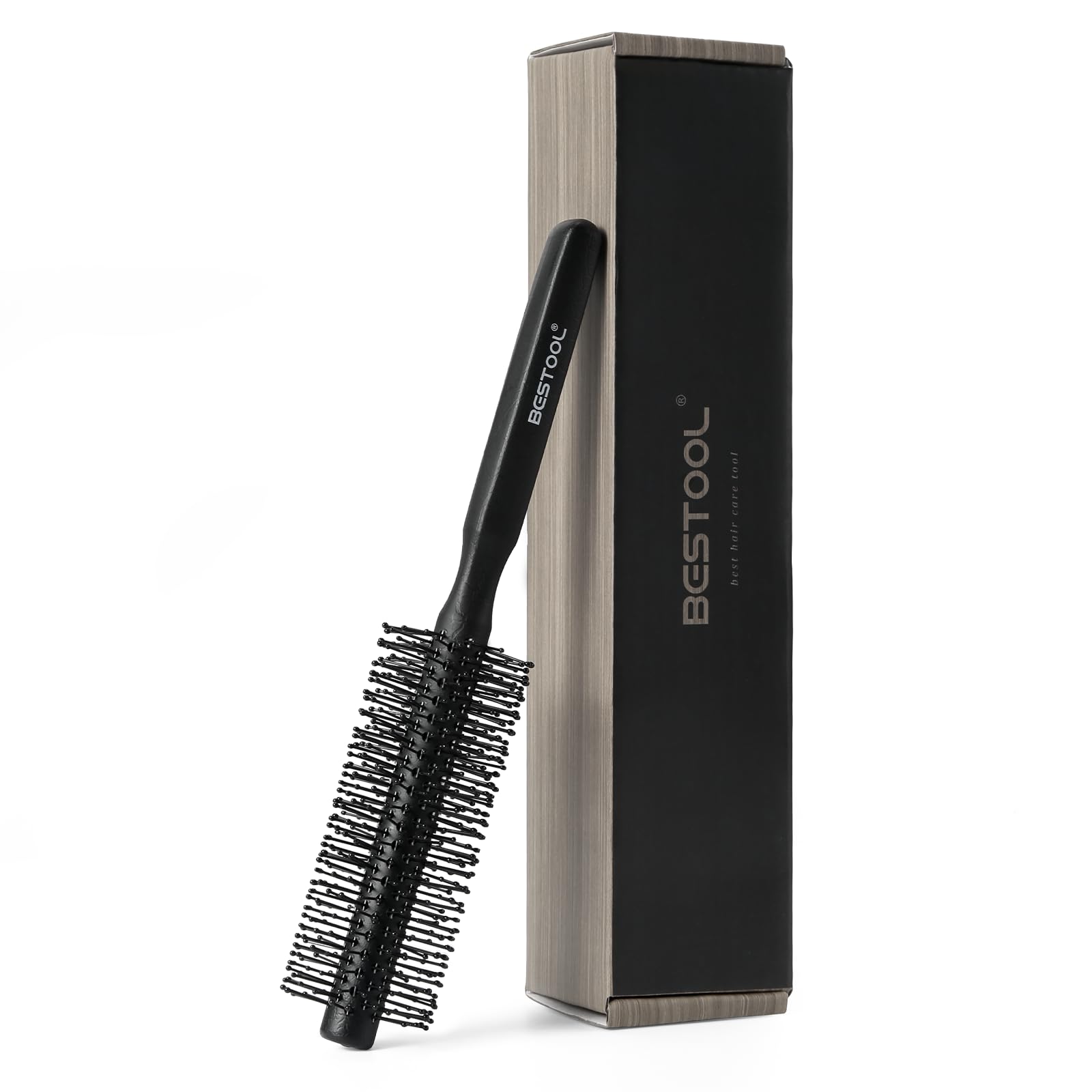 BESTOOL Small Round Hair Brush for Short Hair, Quiff Roller Round Brush for Blow Drying, Ideal for Slick Back, Bangs & Mens Bear