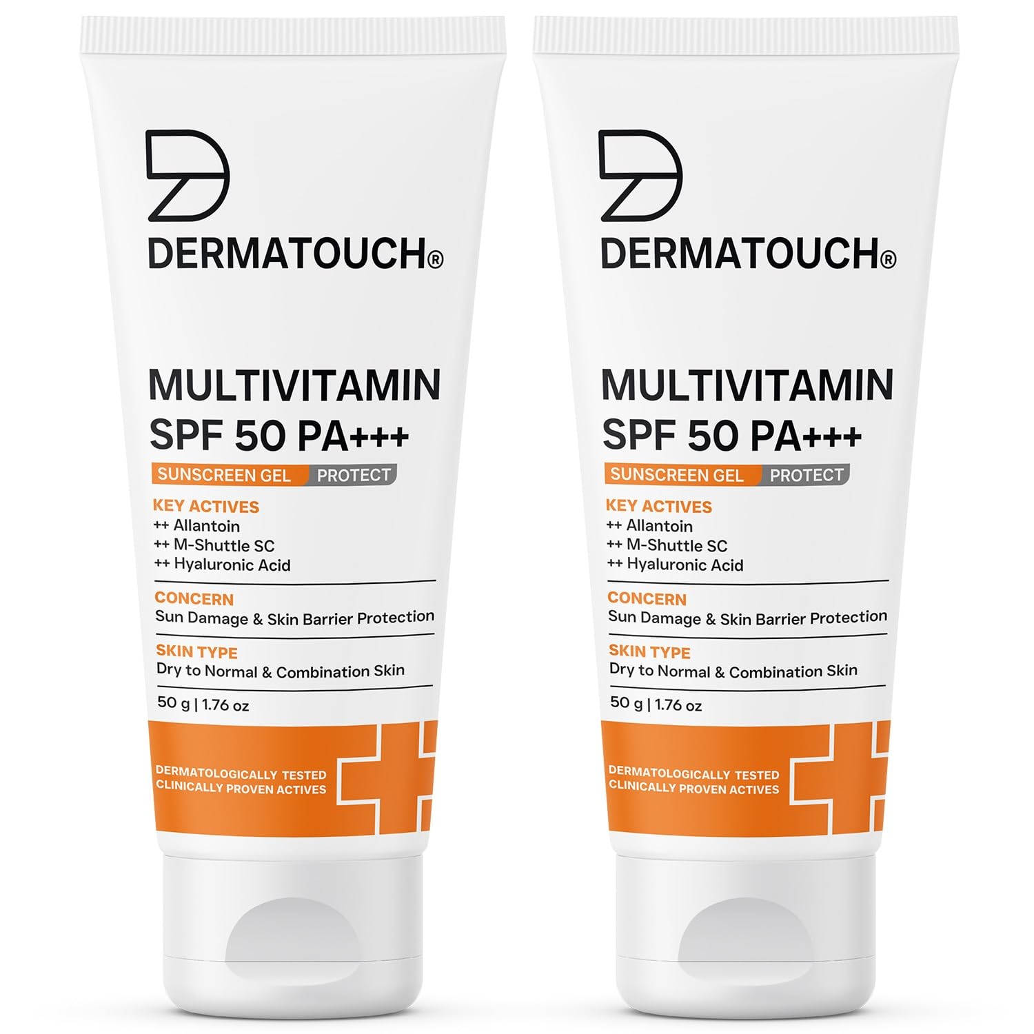 Dermatouch Multivitamin Spf 50 Pa+++ Sunscreen Gel | UvaUvb Protection |Zero White Cast | Unisex | 50G (Pack Of 2)