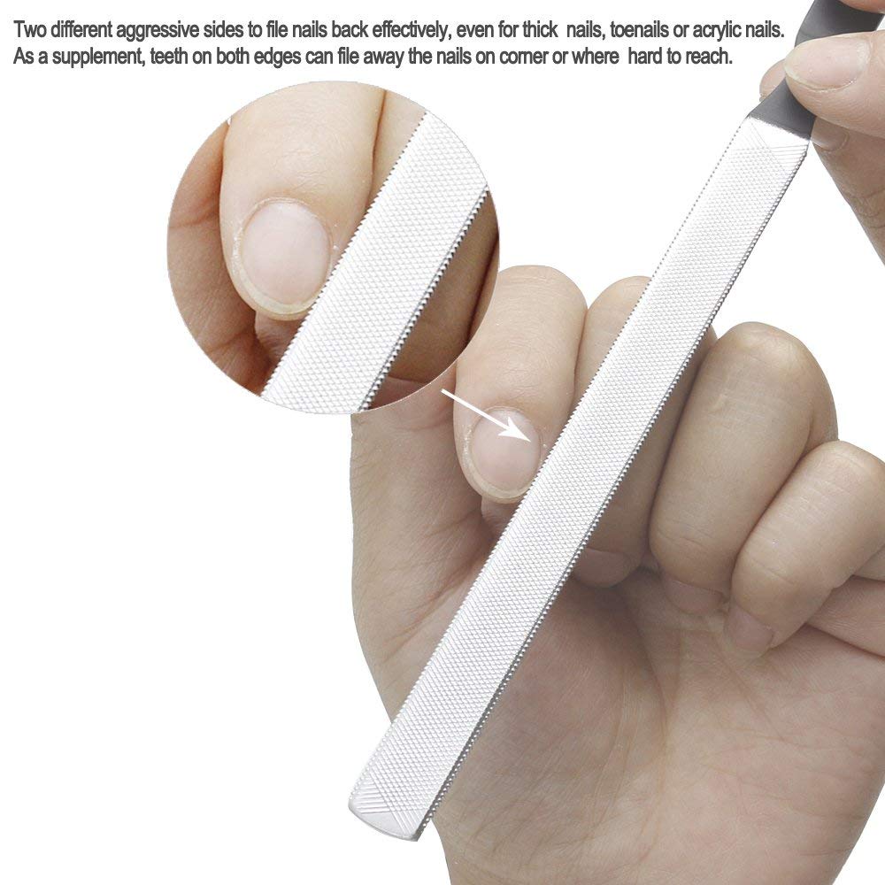 Zizzon Stainless Steel Nail File 4 Sides 7 Inch Length
