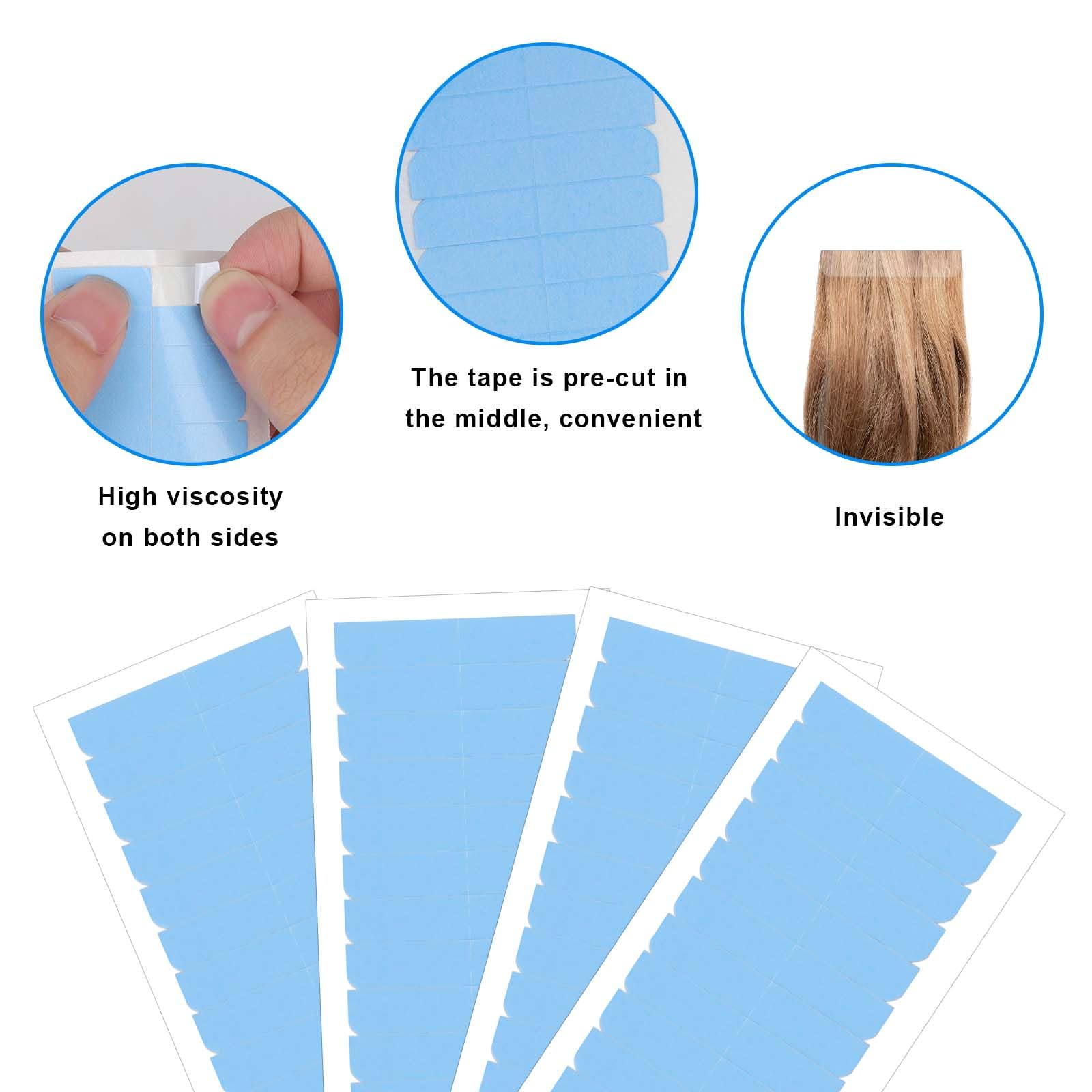 Nqeuepn 240Pcs/20 Sheets Hair Extension Tape, Hair Replacement Adhesive Tape Double Sided Hair Extension Tabs Tape In Tape Human