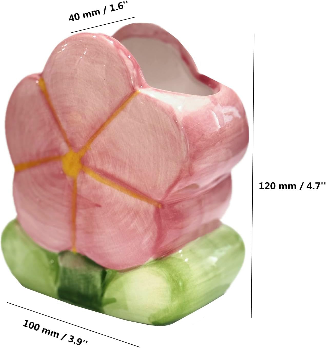 ZHU YU CHUN 1 PC Flower Makeup Storage Box Ceramic Blossom Five Petals Pen Holder Pen Holder Desktop Storage Box (Pink)