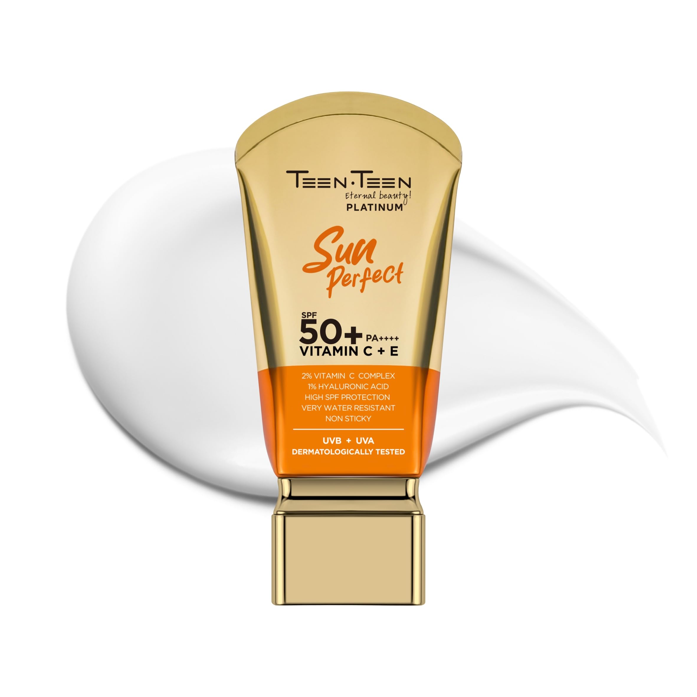 TEEN TEEN Sun Perfect Sunscreen | SPF 50+ High Protection, UVB+UVA & Blue Light Defense | Vitamin C+E, WaterResistant, White, 3