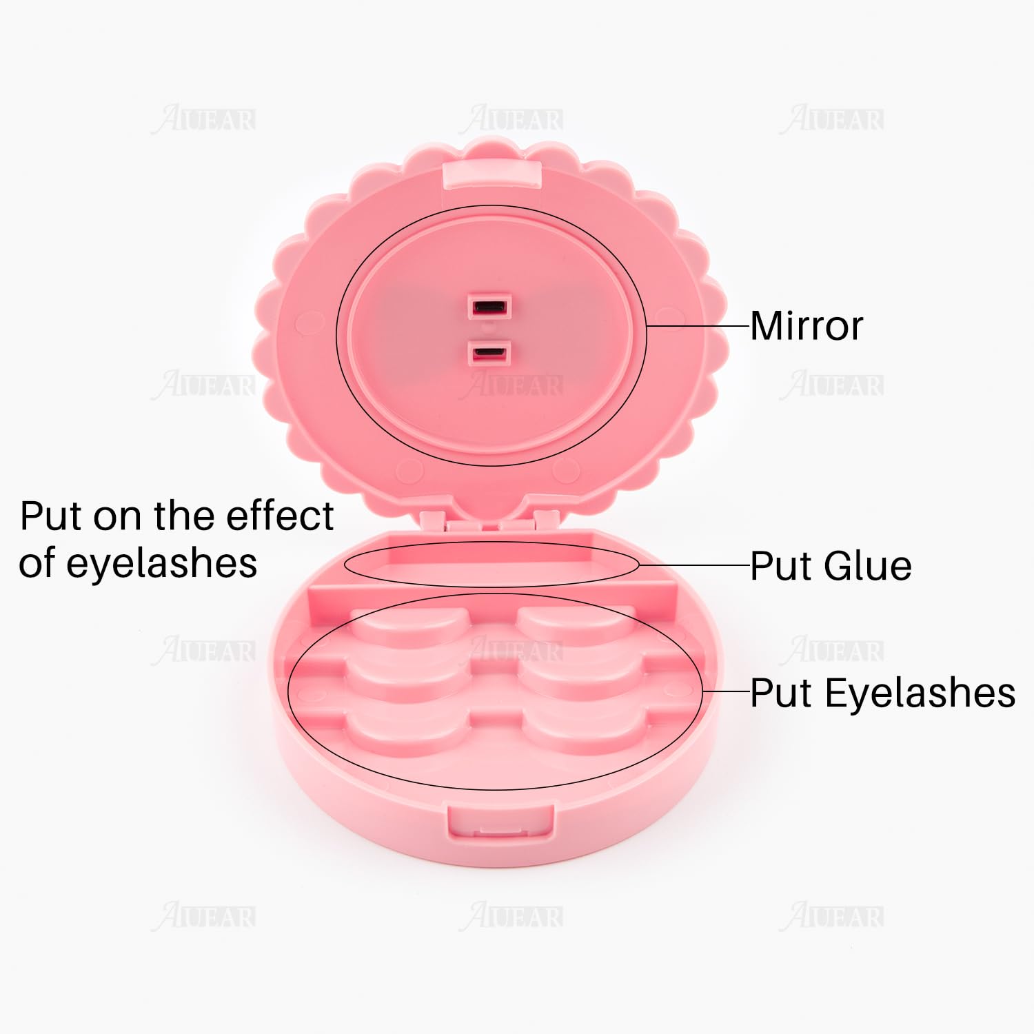 Auear, 2 Pack Of Bow Eyelashes Case Plastic Eyelashes Case Pink Storage Eyelashes Box For Travel Women And Girls