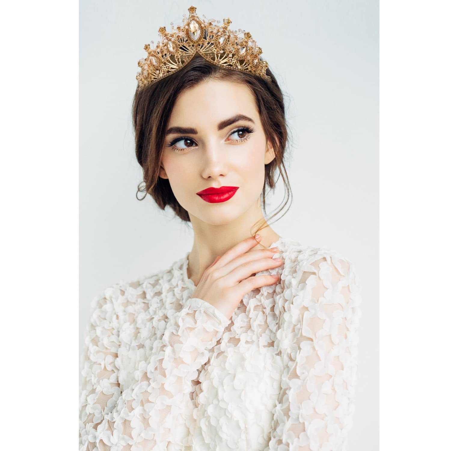 COCIDE Gold Crowns for Women Crystal Tiara for Girl Rhinestones Hair Accessories for Wedding Bride Bridal Bridesmaids Birthday P