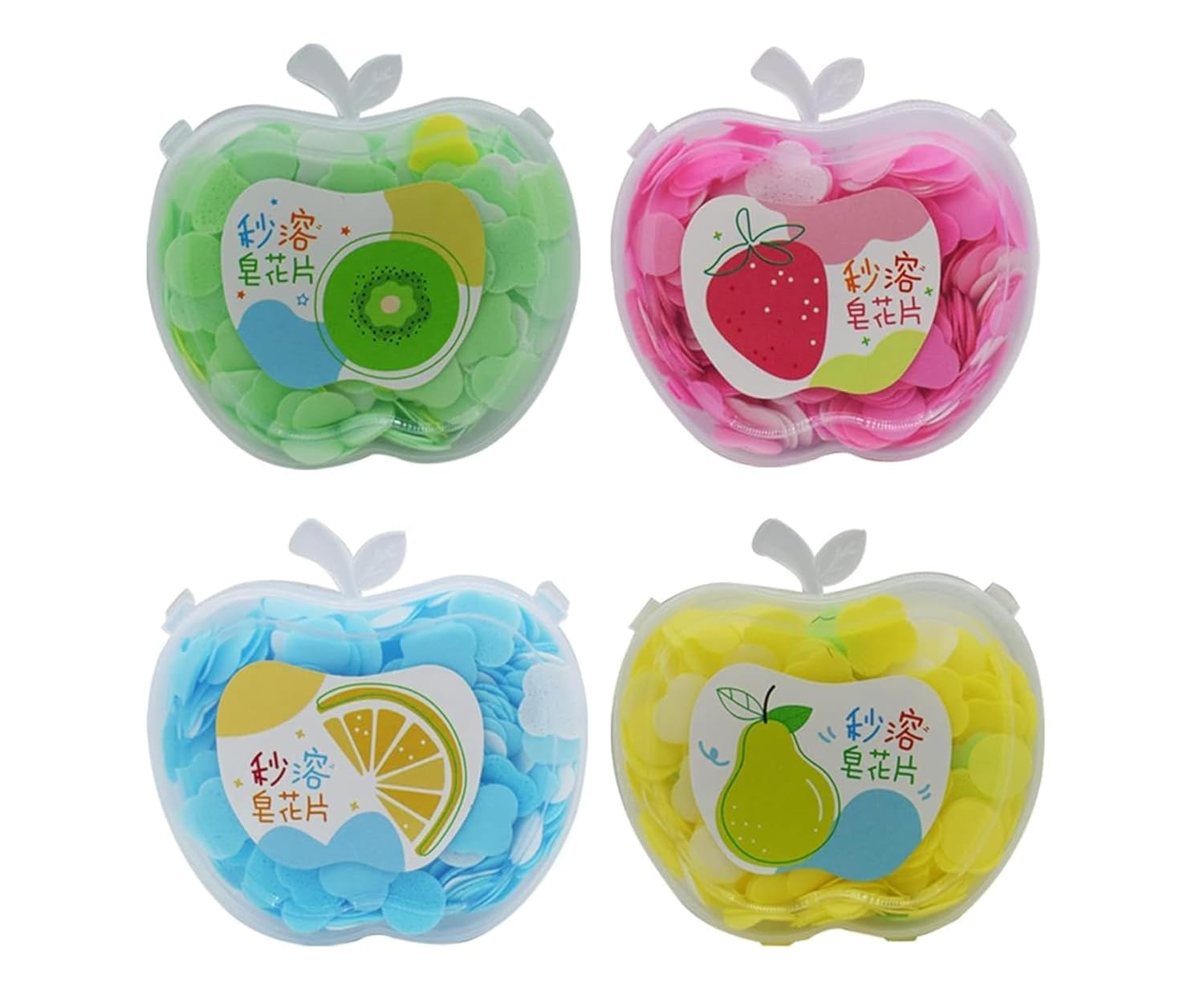 Ruseela Trave Paper Soap For Kids, Apple Shape Plastic Storage Box Hand Wash Paper Soap For Girls/Boys EasyToUse Flower Petals