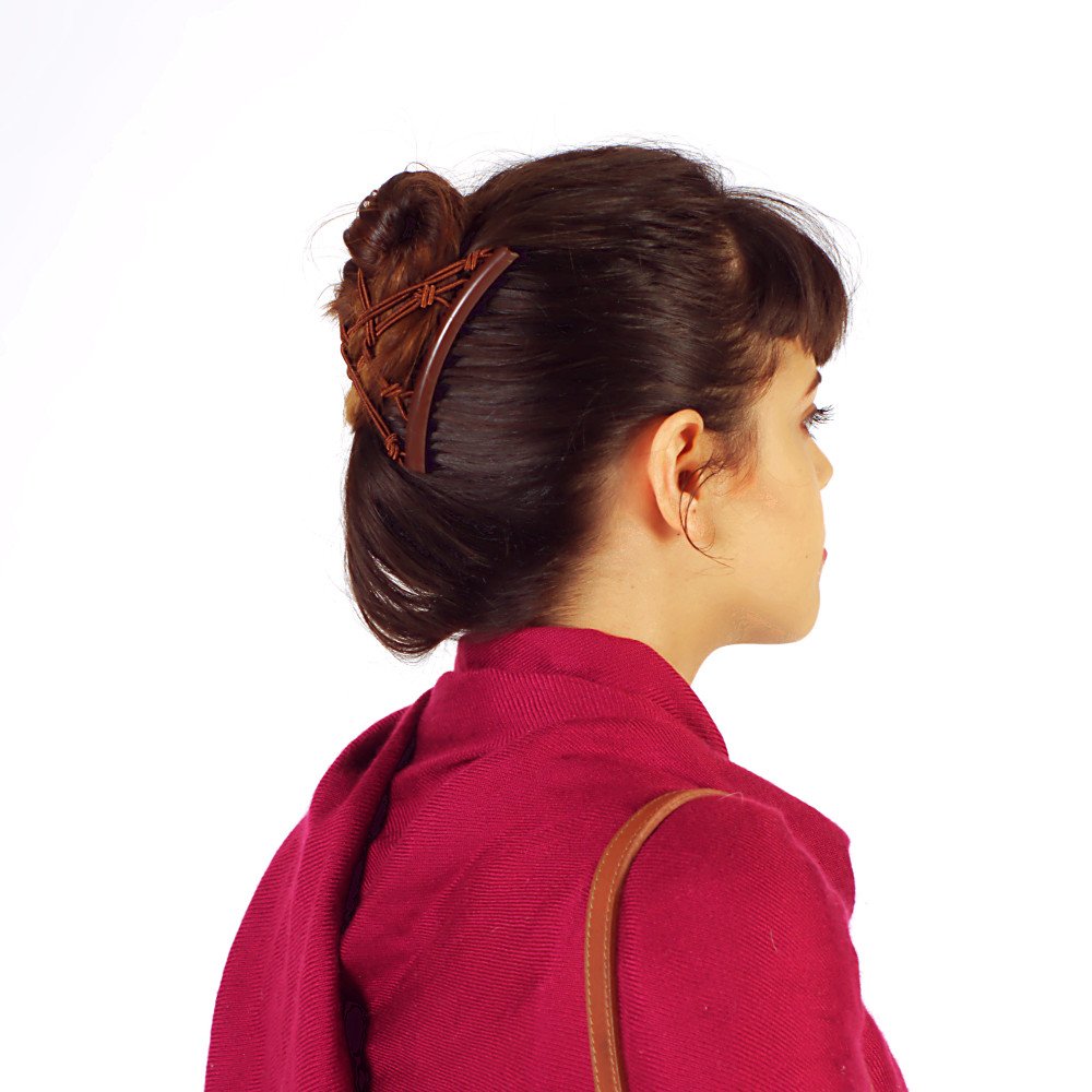 Original Comfy Comb - Double Comb For Fine Thin & Wavy Hair - Easy Ponytail Hairstyles And Long Lasting Updo'S (Pretzel Brown)