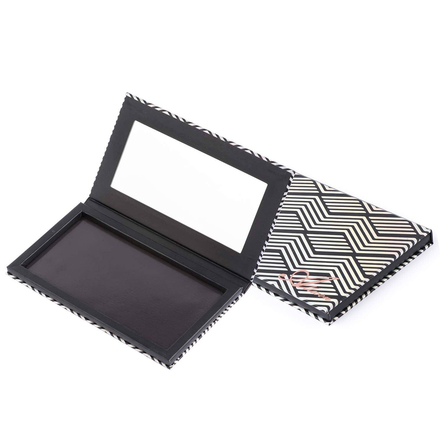 Allwon Magnetic Palette Black Empty Makeup Palette With Mirror And 20Pcs Adhesive Empty Palette Metal Stickers For Eyeshadow Lip
