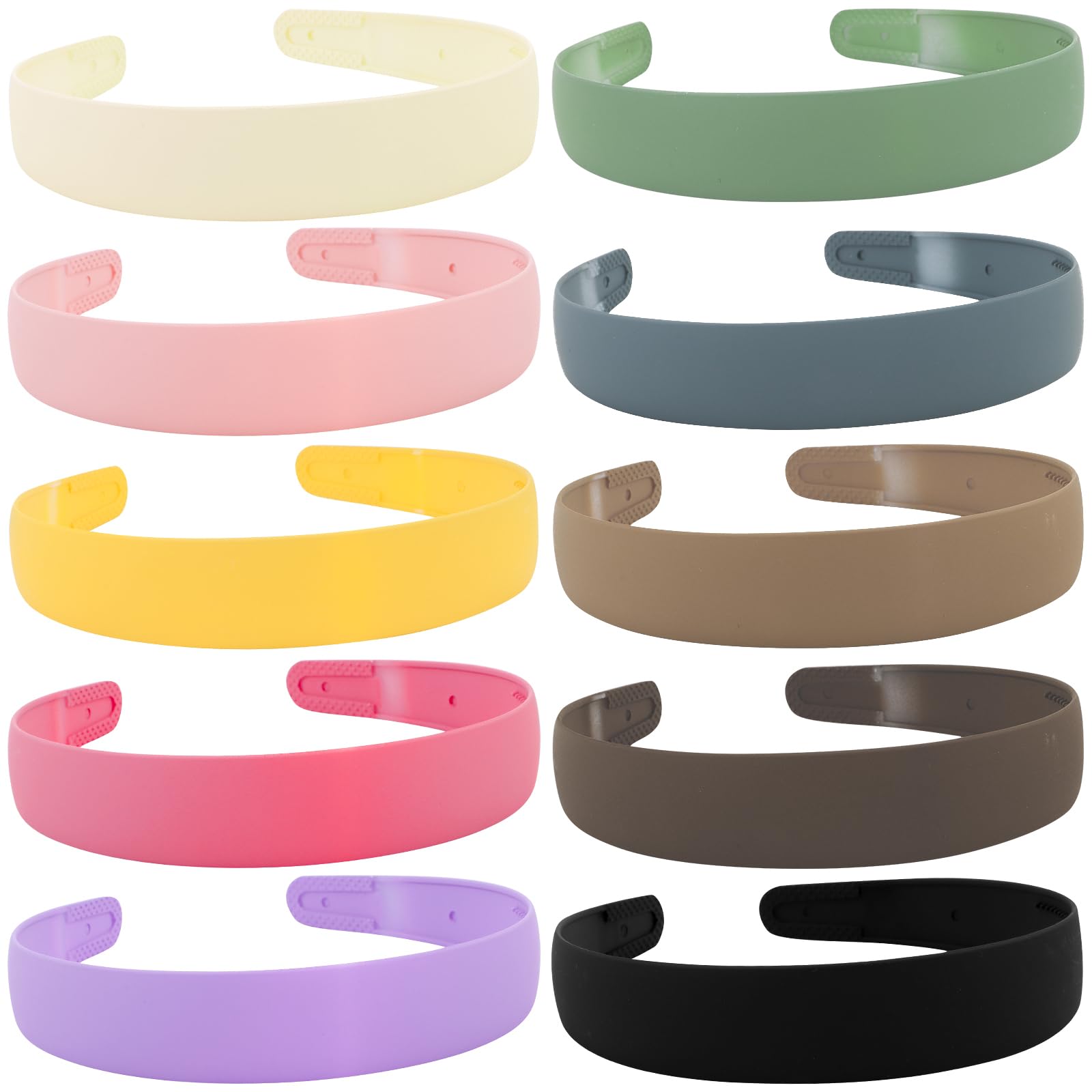 Wecoe 10pcs Colorful Headbands with Teeth, 1 Inch Wide Plastic Comb, Thin Non Slip Fashion Cute Comfortable Hair Bands for Women