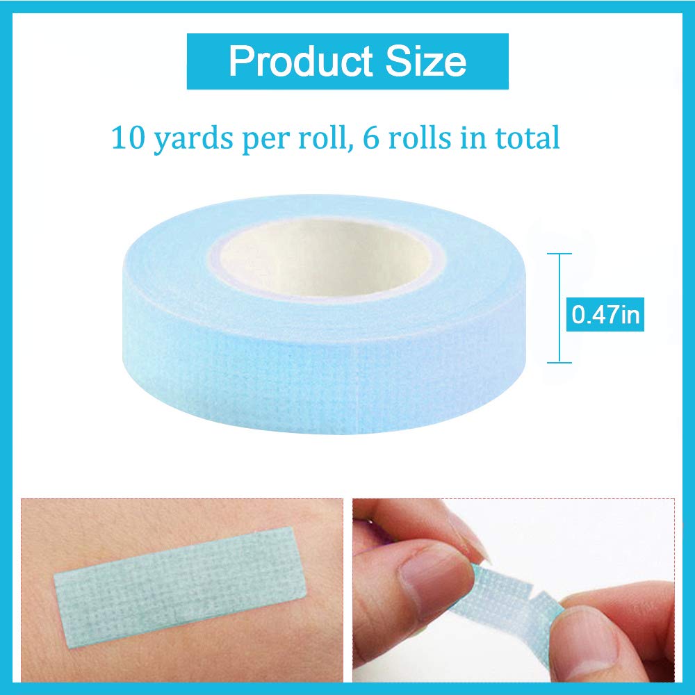 6 Rolls Lash Extension Under Eye Tape Ebanku Breathable Fabric Eyelash Tape Micropore Adhesive Tape For Eyelashes Extension Supp