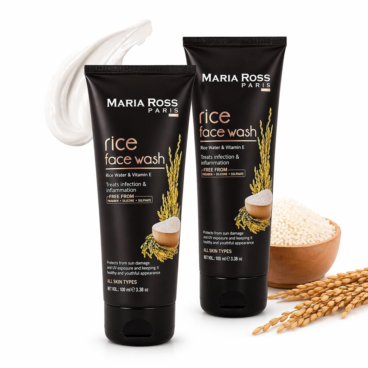 Mariaross Rice Water Face Wash Combo Of 2 | Brightening Face Cleanser For Glowing Skin | Gentle Daily Face Wash For All Skin Typ