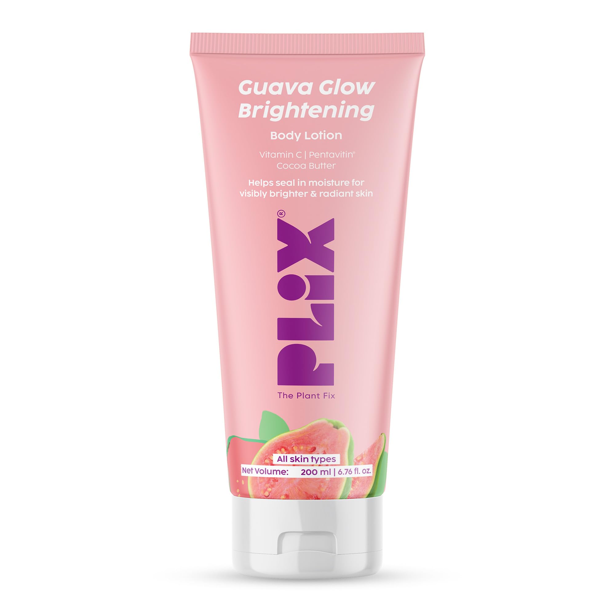 Plix - The Plant Fix Guava Glow Brightening Body Lotion | Hydrates, Brightens & Evens Skin Tone | Vitamin C, Shea & Cocoa Butter