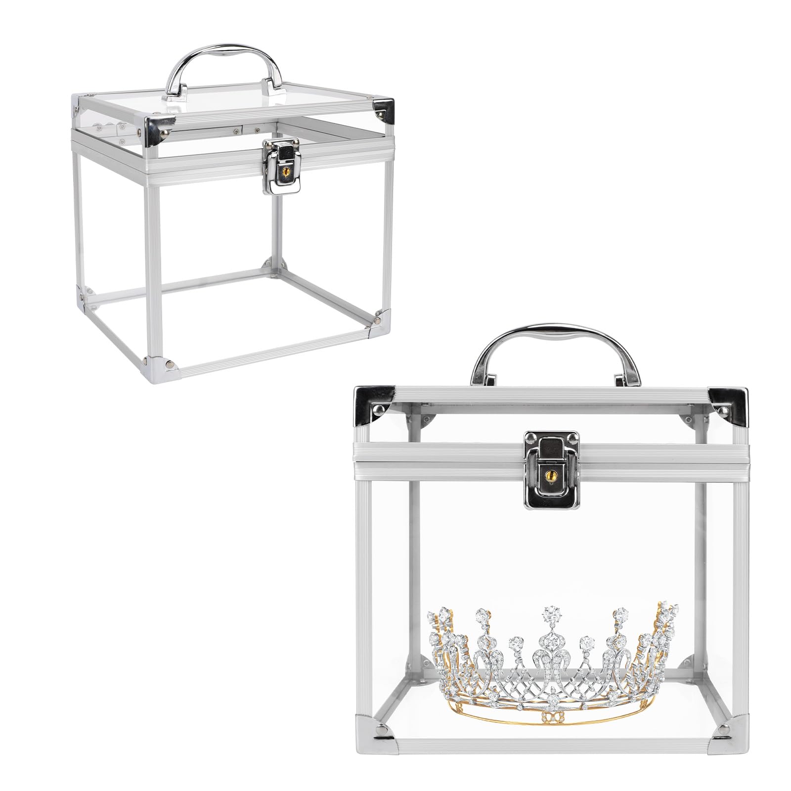 Donghome Crown Box, Clear Makeup Case,Cosmetic Organizer, Large Capacity Transparent Acrylic Artists Display Case For Vanity,Bat