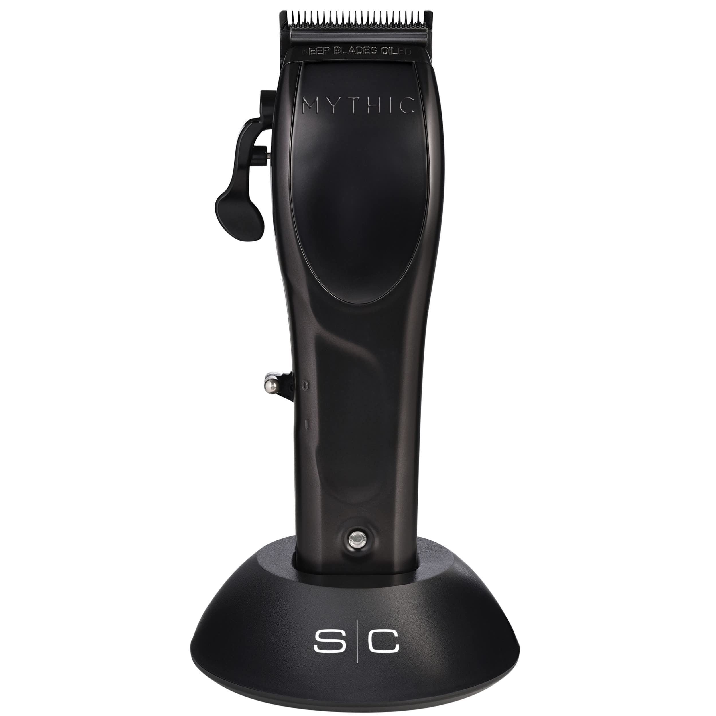 Stylecraft Mythic Professional Metal Body Cordless Hair Clipper With 9V Magnetic Microchipped Motor, Double Black Diamond Carbon