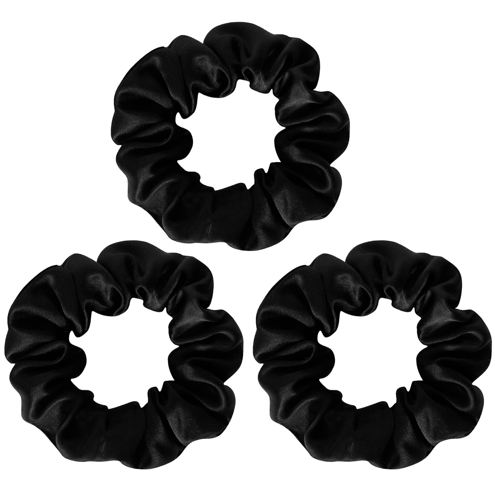 SOBONNY Black Silk Scrunchies for Women 100% Mulberry Silk Hair Ties for Night Sleep Scrunchies for Girls No Damage & Frizz Prev