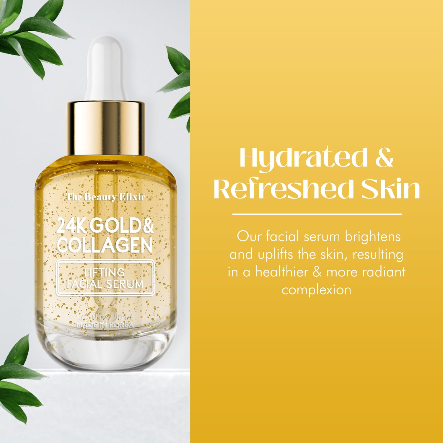 24K Gold & Collagen Serum For Face - Anti Aging Wrinkle Treatment, Deeply Hydrating Nourishing & Lightweight Korean Skin Care -