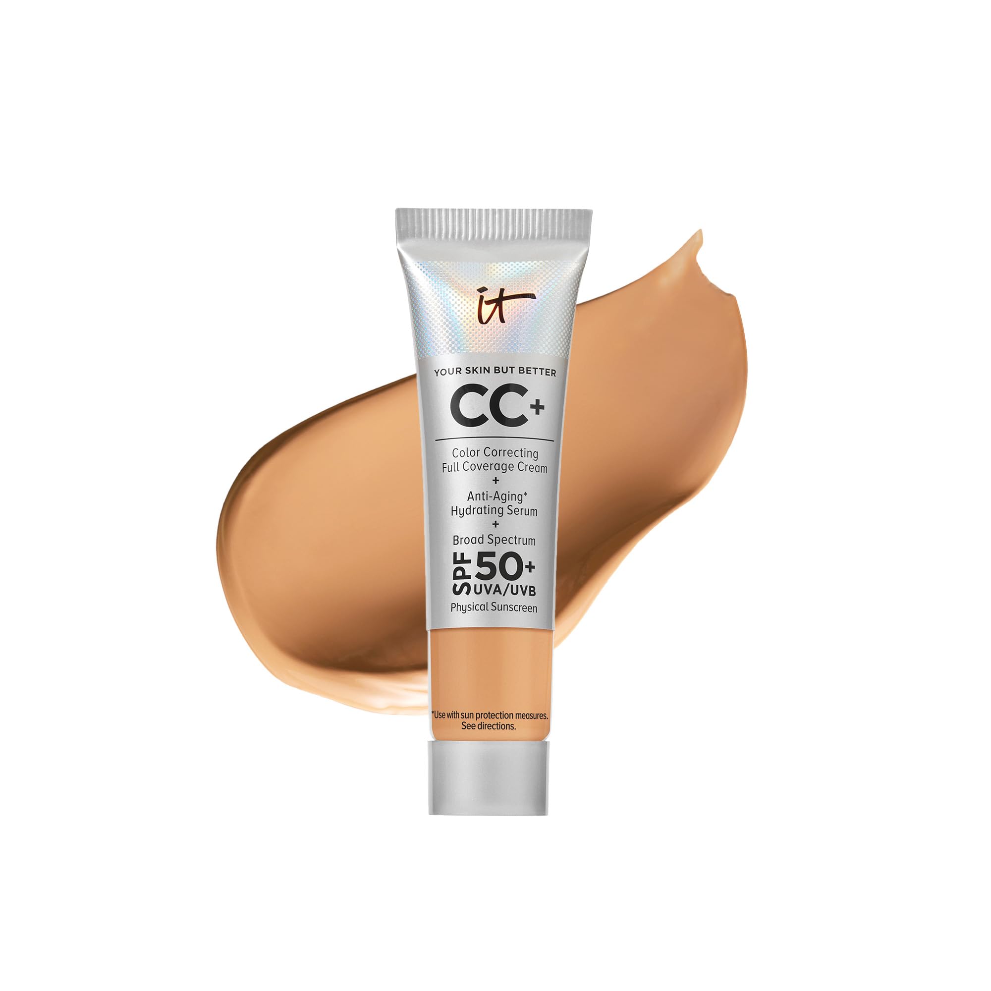It Cosmetics Your Skin But Better Cc+ Cream Travel Size, Tan Warm - Color Correcting Cream, Full-Coverage Foundation, Hydrating