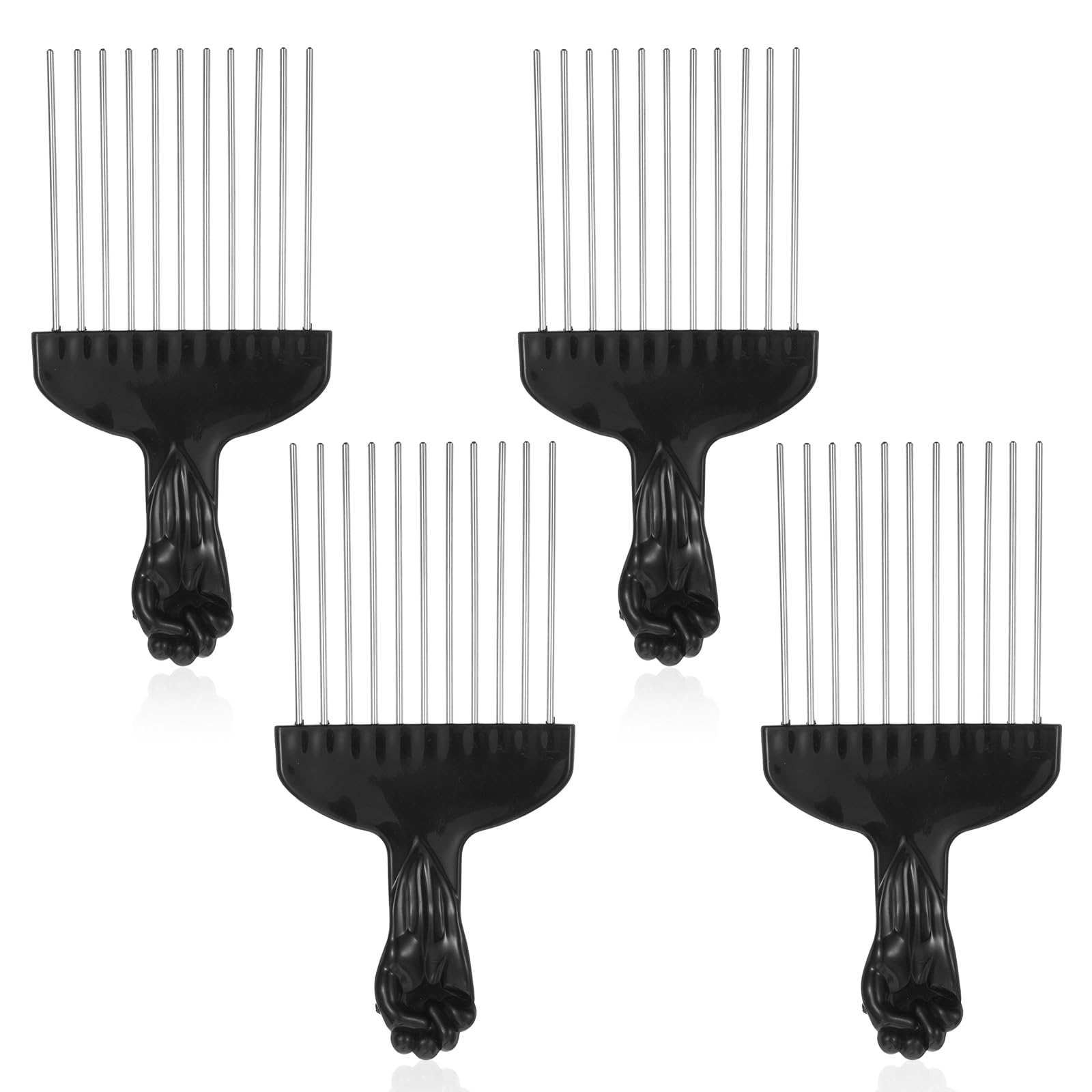 Gjinxi 4 PCS Afro Metal Hair Pick for Curly Hair, Plastic Styling Pick