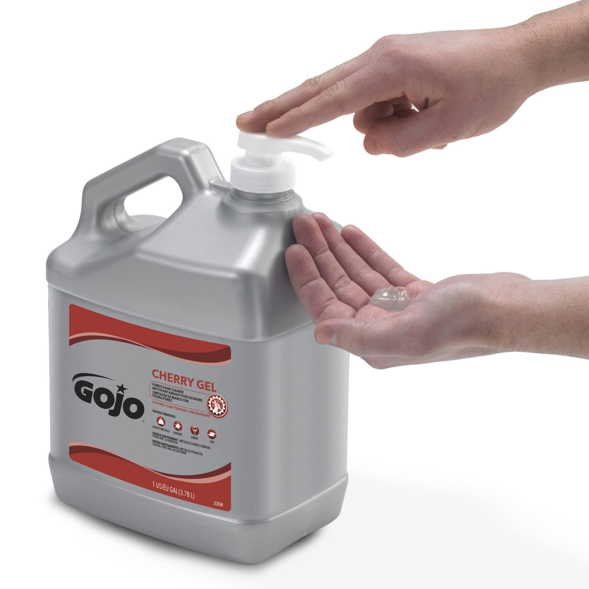 Gojo Cherry Gel Pumice Hand Cleaner, Cherry Fragrance, 1 Gallon Hand Cleaner With Pumice In Pump Bottle (Pack Of 1) - 2358-02