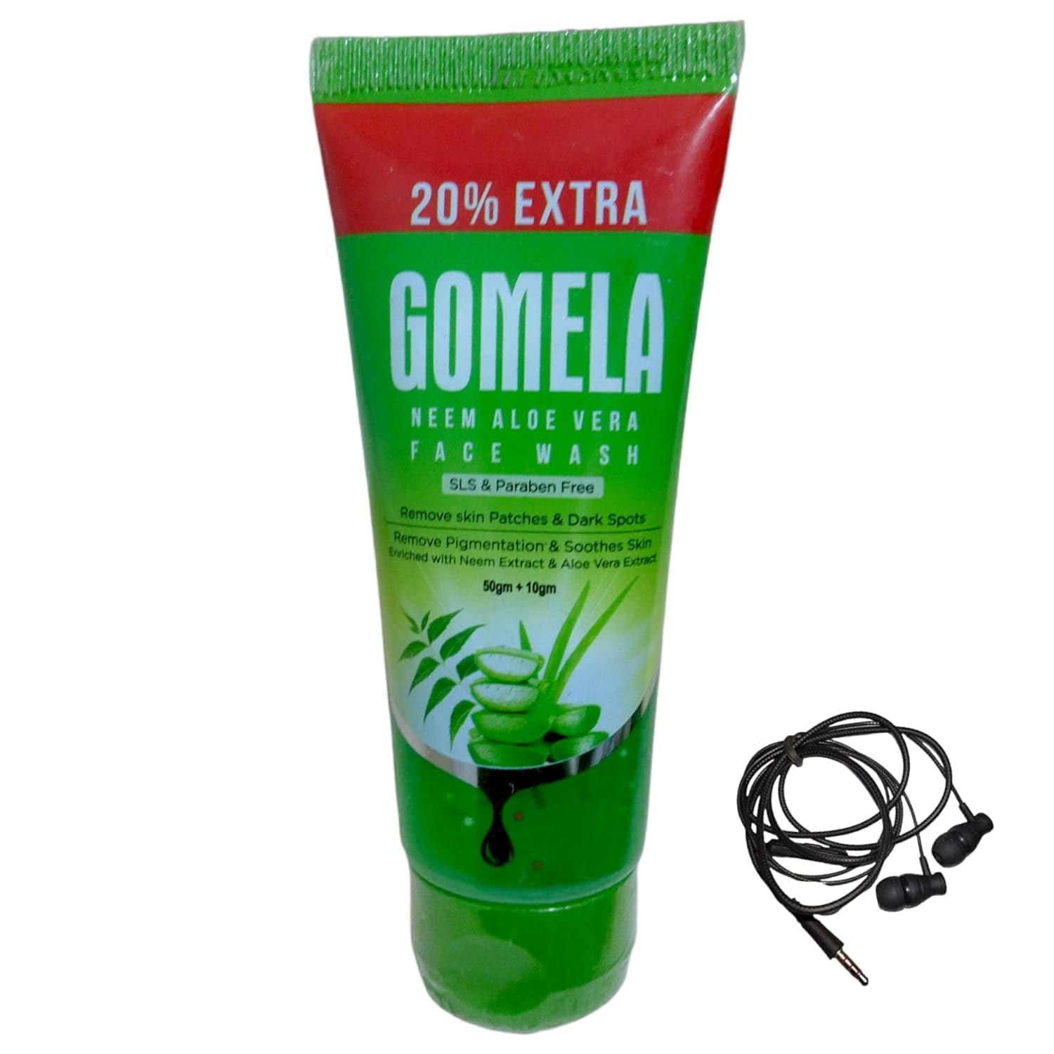 Dhakar Enterprises Gomela Daily Cleansing Glowing Skin Neem Face Wash 60G Pack Of 2 With Free Ear Phone