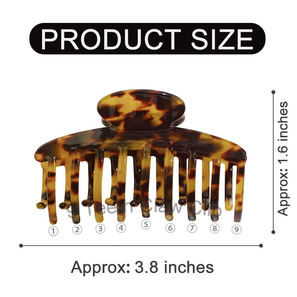 Big Claw Hair Clips 3.8 Inch Tortoise Banana Hair Clips For Women Girls Thin Hair French Design Celluloid Leopard Print Strong H