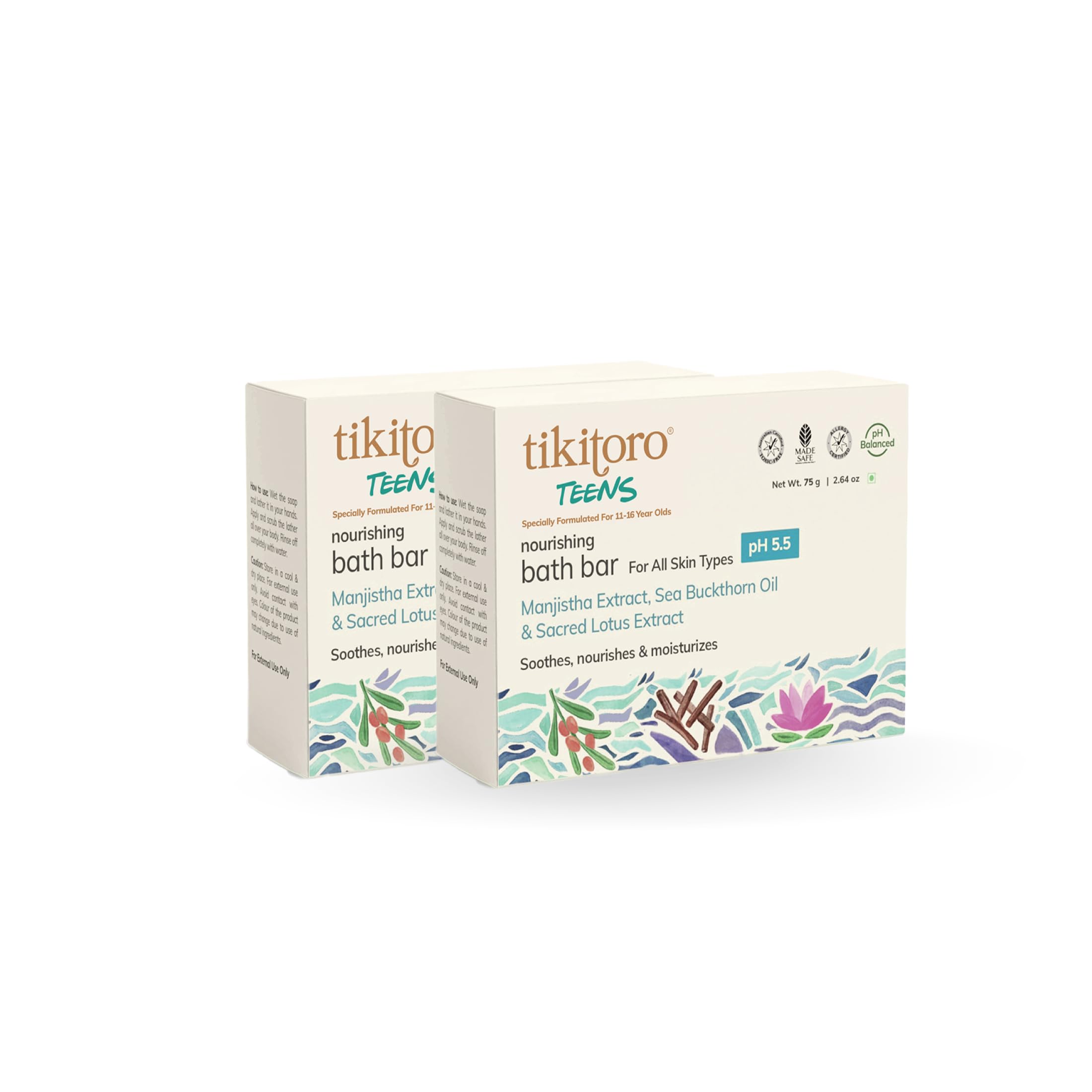 Tikitoro Teens Nourishing Bath Bar With Manijstha, Sea Buckthorn Oil And Sacred Lotus Extract, Soothes, Nourishes And Moisturize