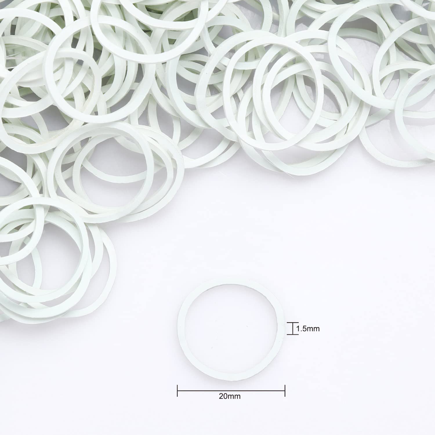 Hoyols 3/4 Inch White Hair Rubber Bands For Hair Ties, Small Elastics Bands Ponytail Holders For Women Baby Girls Kids Thick Hai