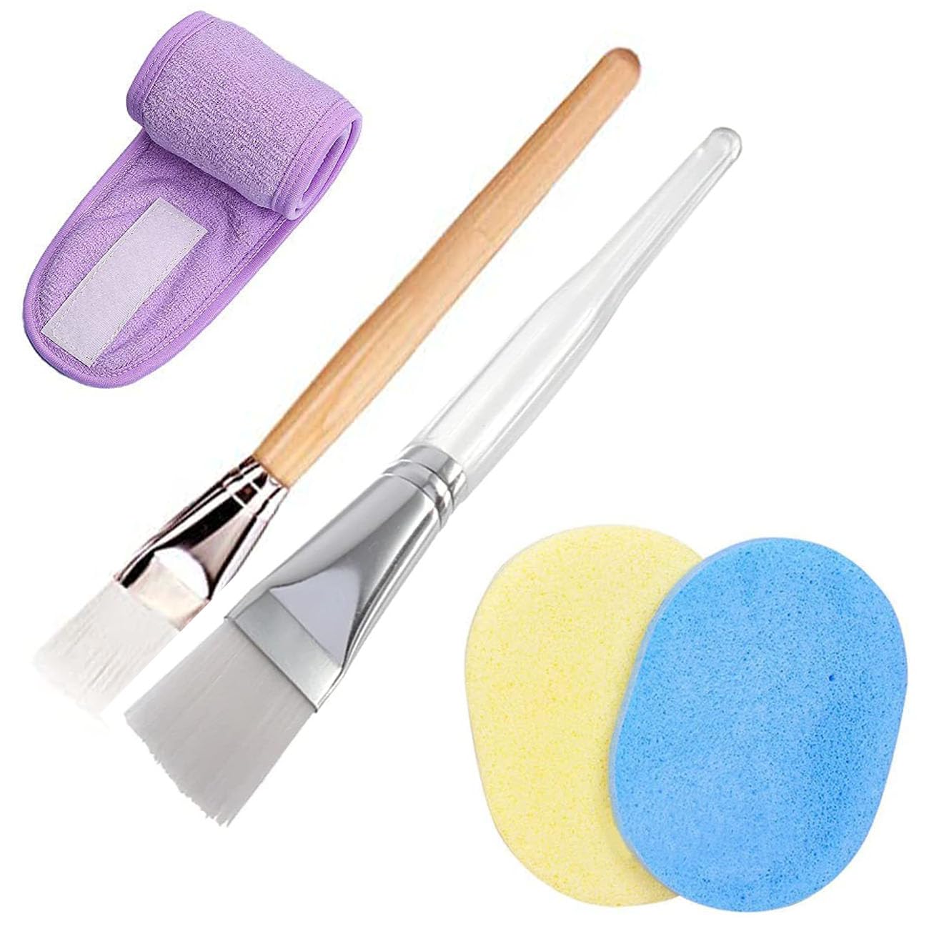 Ghelonadi Womens Facial Headband and Face Pack Mask Brush and Face Cleaning puff Sponge Combo of 1 Facial Headband +1 Facial Sp