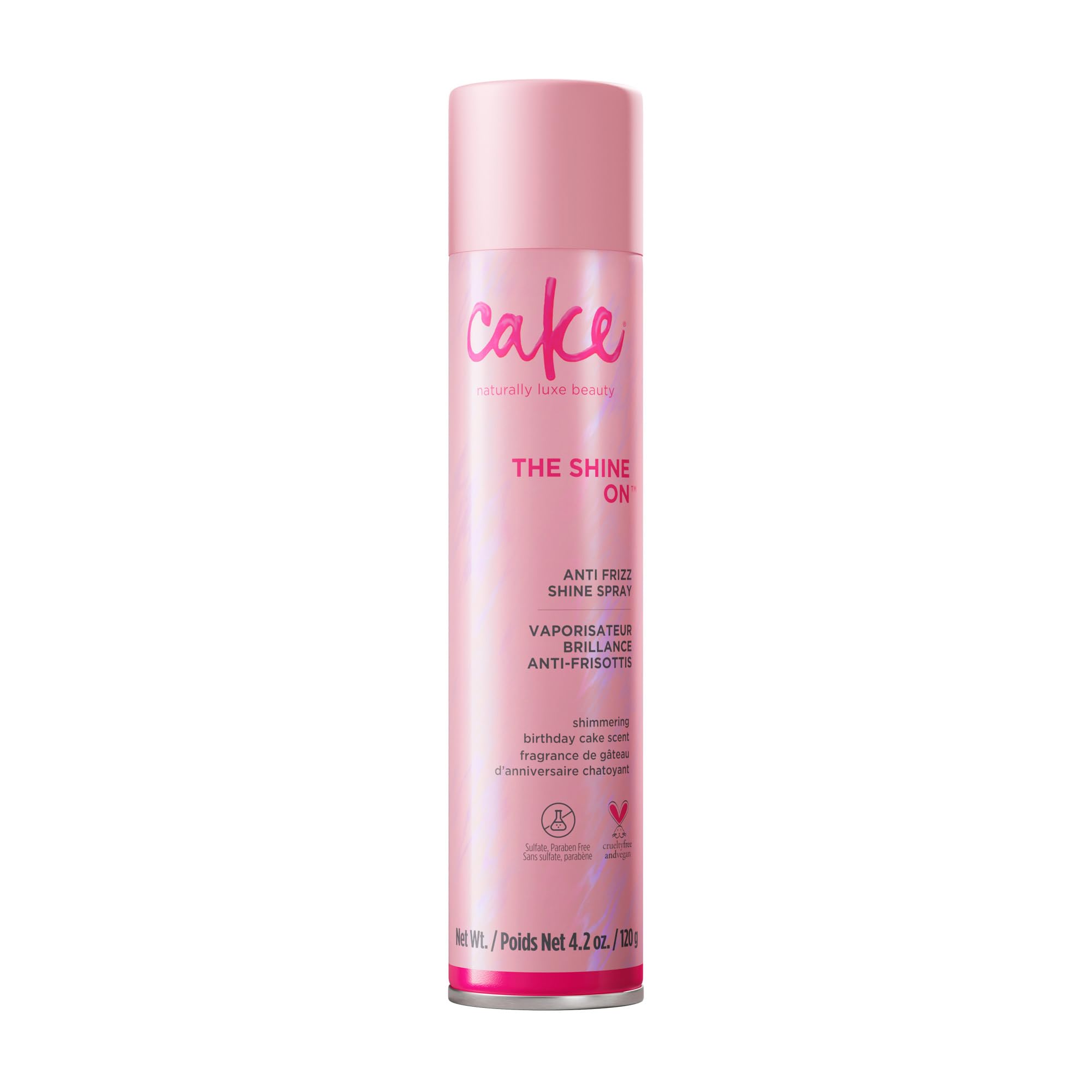Cake Beauty Anti Frizz Shine Spray, The Shine On - Blocks Humidity for Smooth, Frizz Free, Shiny Hair - Safflower, Sweet Almond,