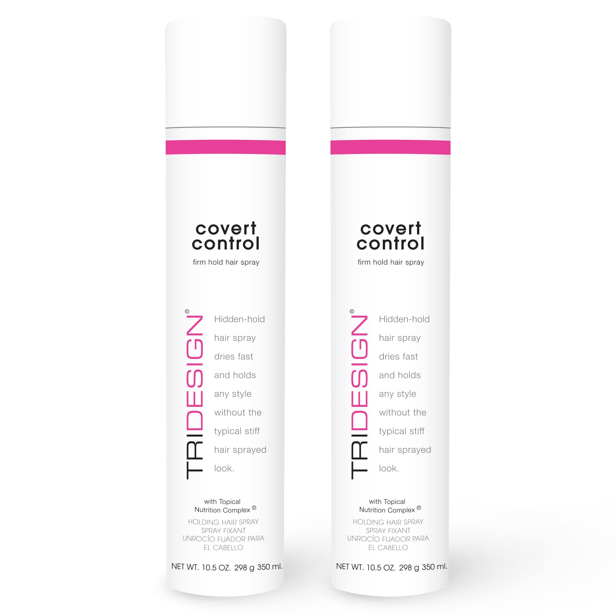 Tri Design Covert Control - Fast-Drying Hairspray For Women & Men, Aerosol Strong Hold Setting Spray, Hair Products, 2 Pack Of 1