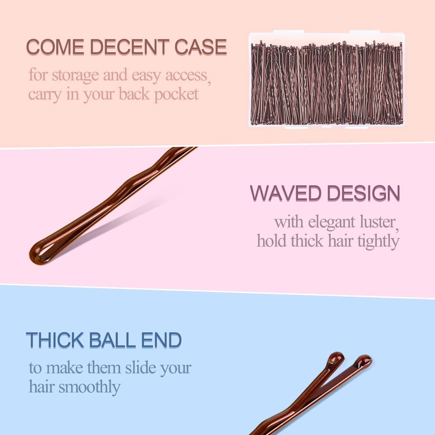 Bobby Pins Brown Hair, Morgles 240Pcs Brown Bobby Pins Hair Pin Hair Accessories With Box For Women Girls (Brown,2.2 Inch)