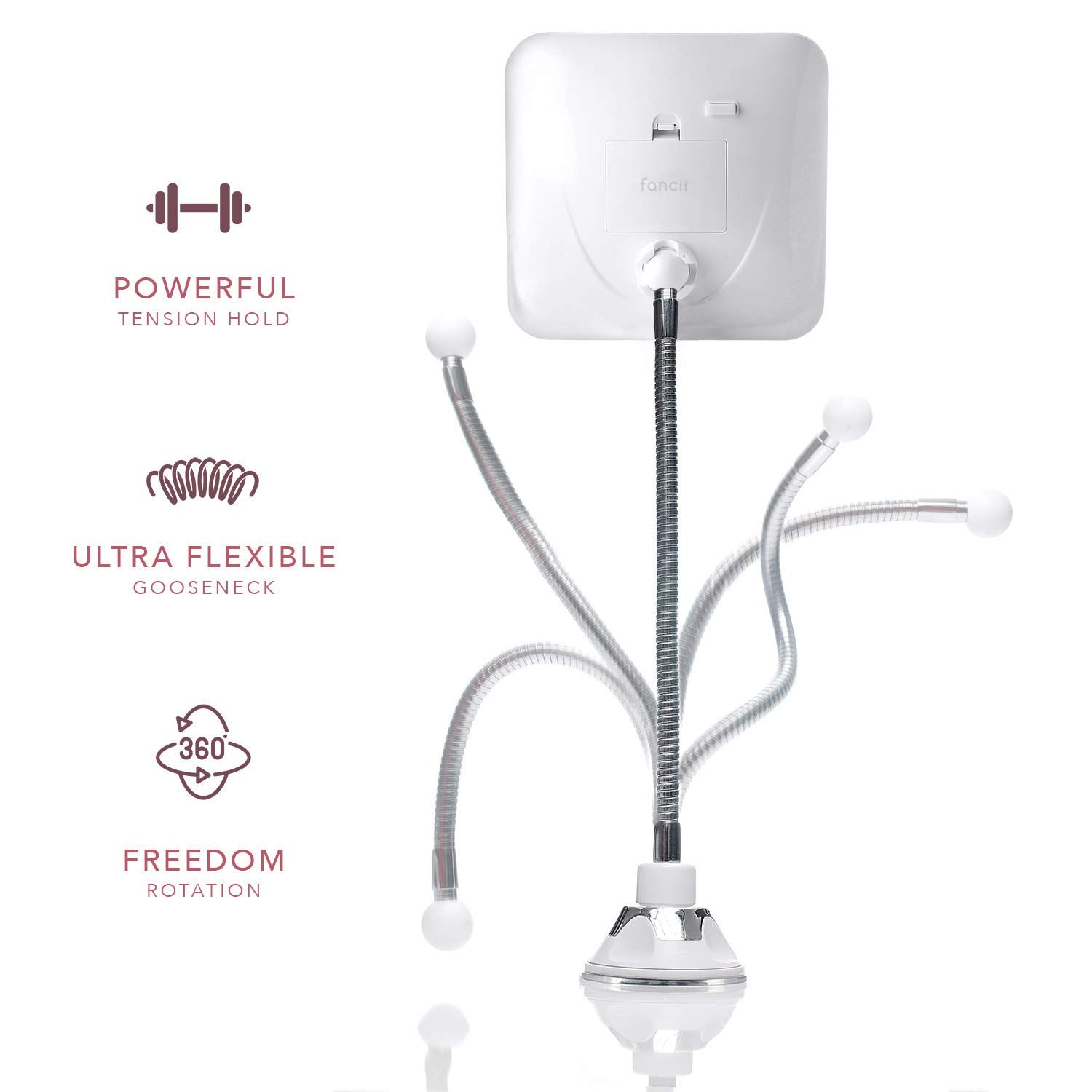 Fancii Flexible Magnifying Mirror 10X with LED Light and Gooseneck, Lighted Travel Makeup Mirror, Lock Suction, Natural Daylight