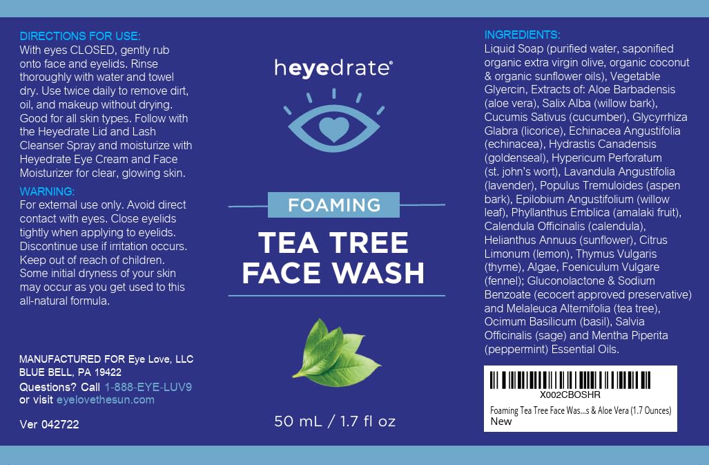 Heyedrate Foaming Tea Tree Face Wash and Eyelid Cleanser for Women - Made With Organic Ingredients & Aloe Vera (3 Pack (1.7 Ounc