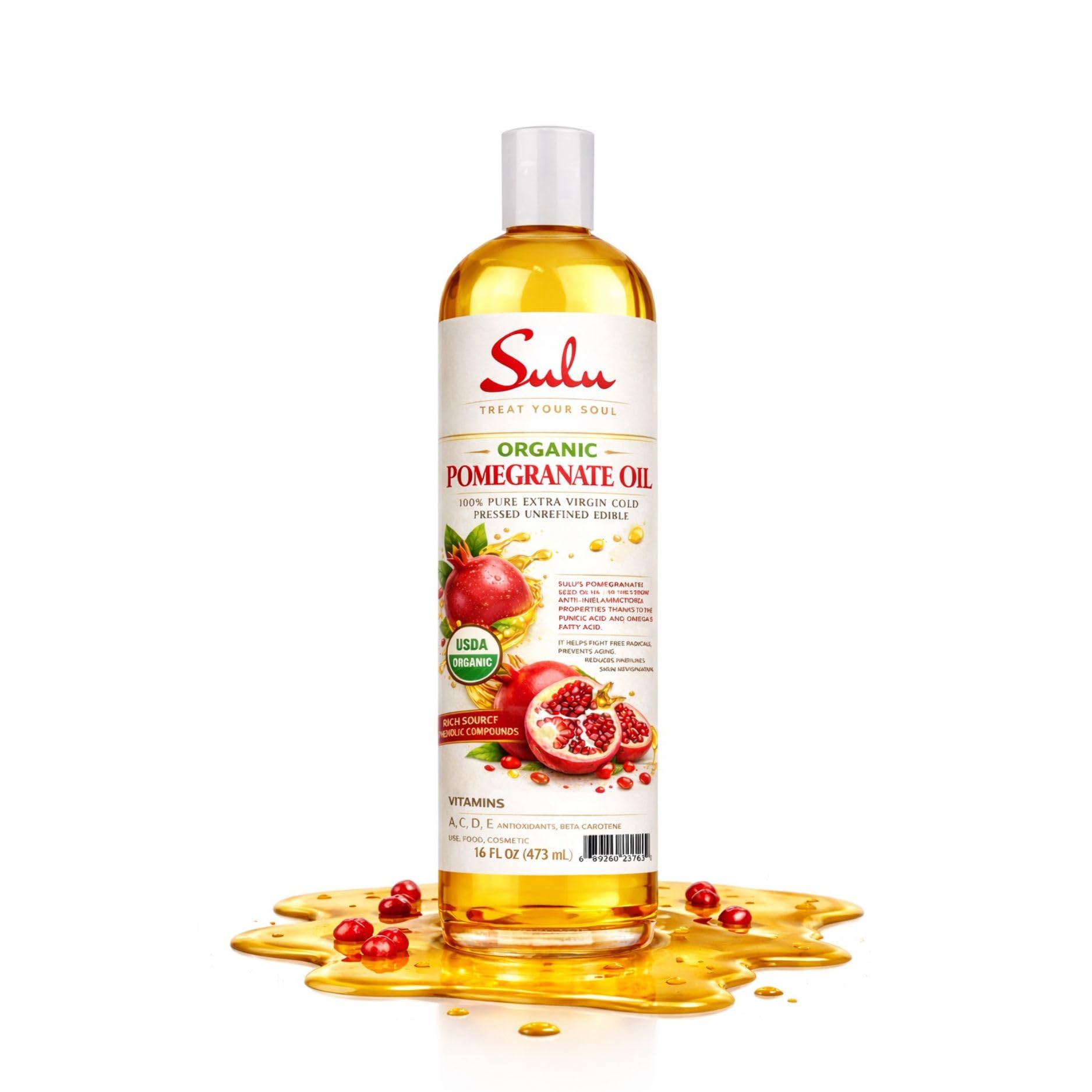 Pure Organic Cold Pressed Virgin Pomegranate Seed Oil-16 fl.oz