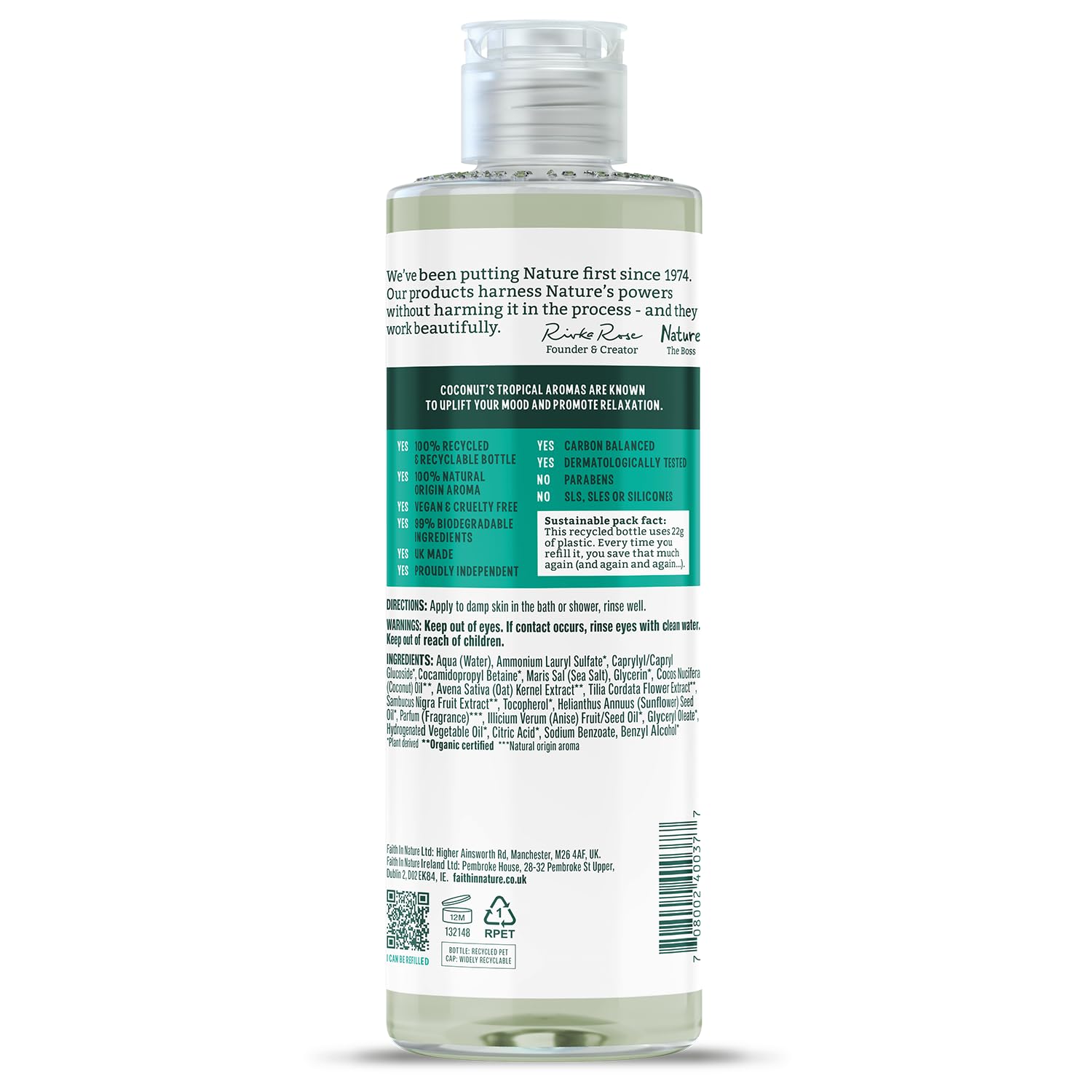 Faith in Nature Shower Gel Foam Bath Coconut 13 5 fl oz 400 ml