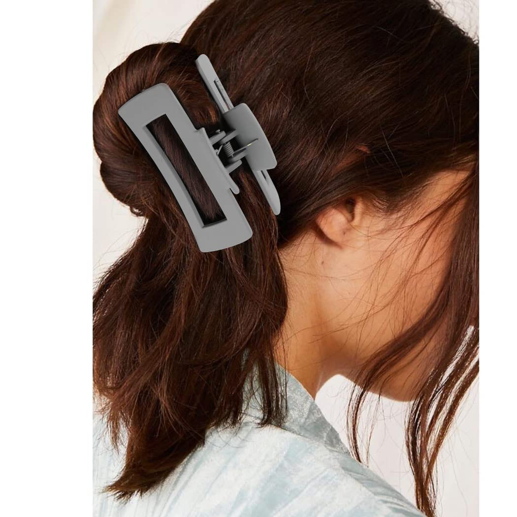 Canitor 4 PCS Claw Clips for Thick Hair Matte Hair Clips Grey Hair Claw Clips Rectangular Hair Clips for Women Barrettes French